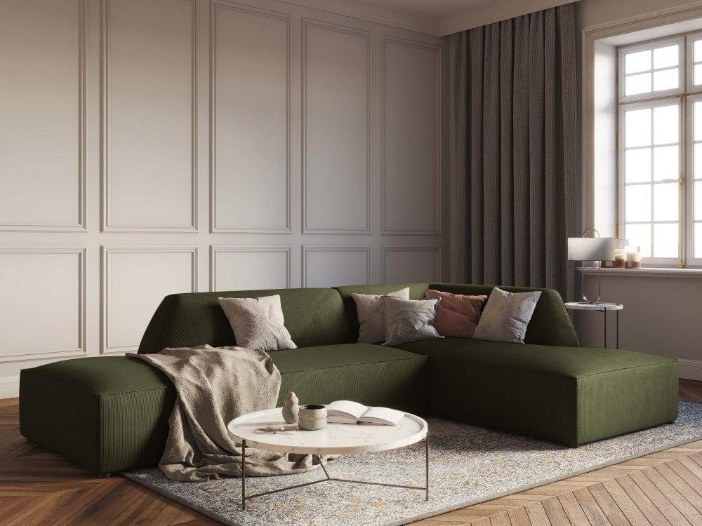 Sofa narożna sztruksowa prawostronny RUBY zielony Micadoni Eye on Design
