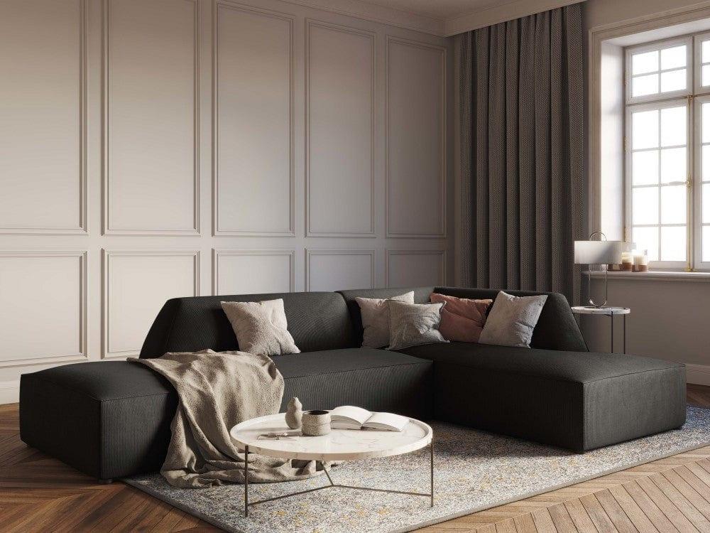 Sofa narożna sztruksowa prawostronny RUBY ciemnoszary Micadoni Eye on Design
