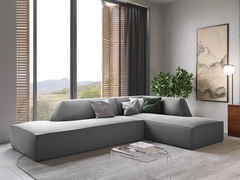 Sofa narożna aksamitna prawostronna RUBY jasnoszary Micadoni Eye on Design