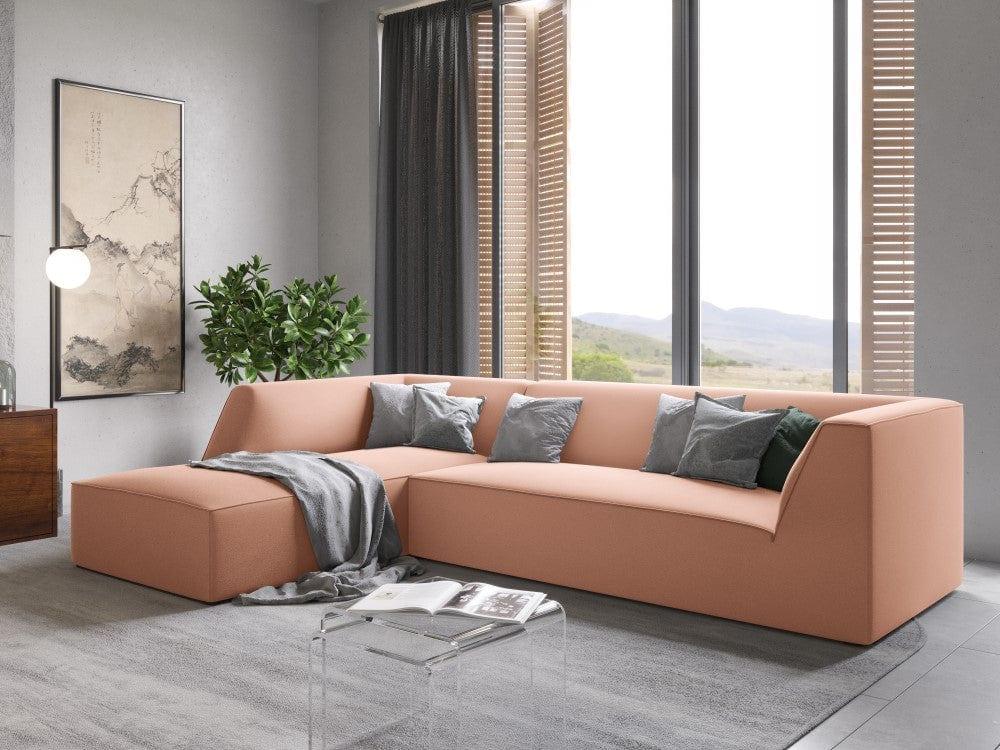 Narożnik aksamitny 4-osobowy lewostronny RUBY łososiowy Micadoni Eye on Design