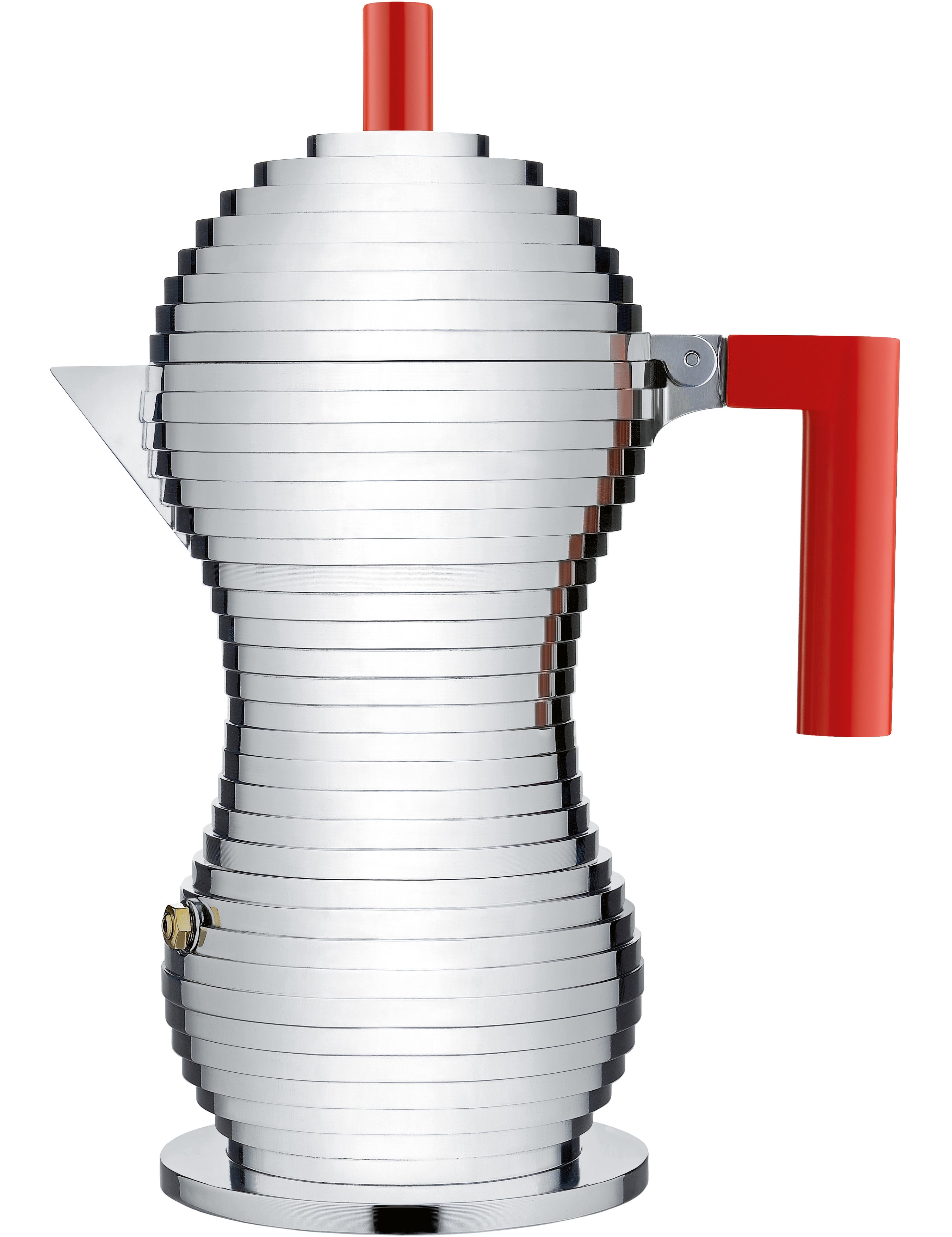 Inductiekoffiepot PULCINA zilver met rood