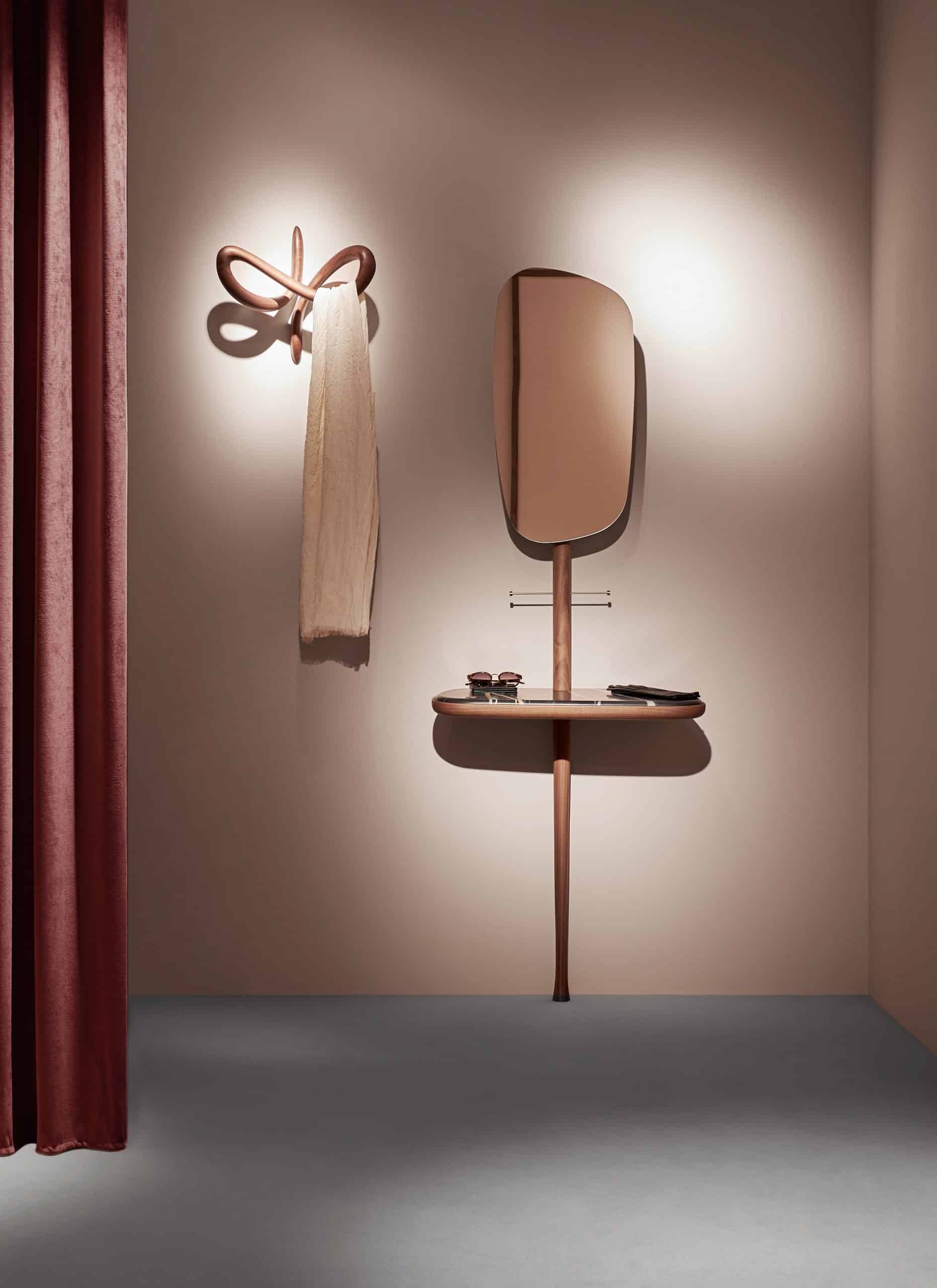 Wandconsole met spiegel FOYER lite hout