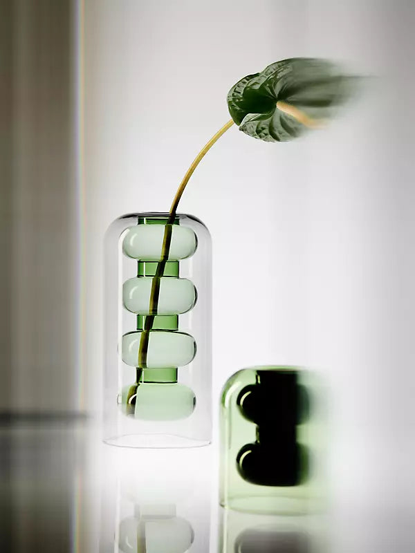 BUMP vase black-green glass