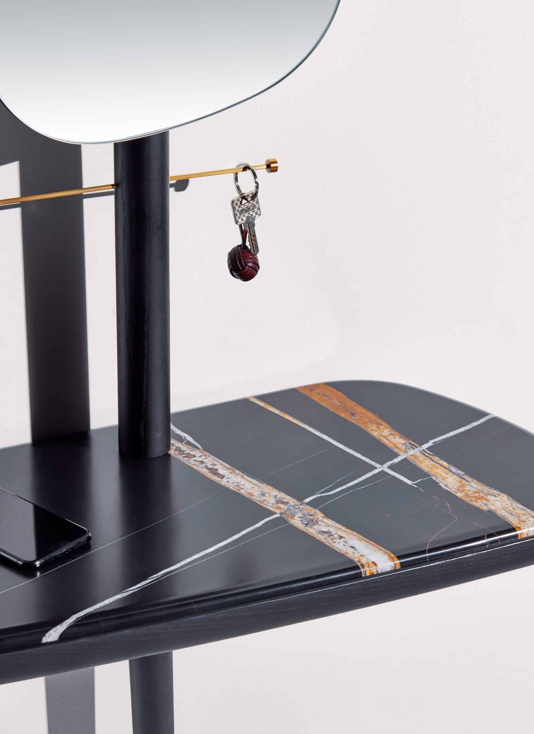 Wandconsole met spiegel FOYER lite hout