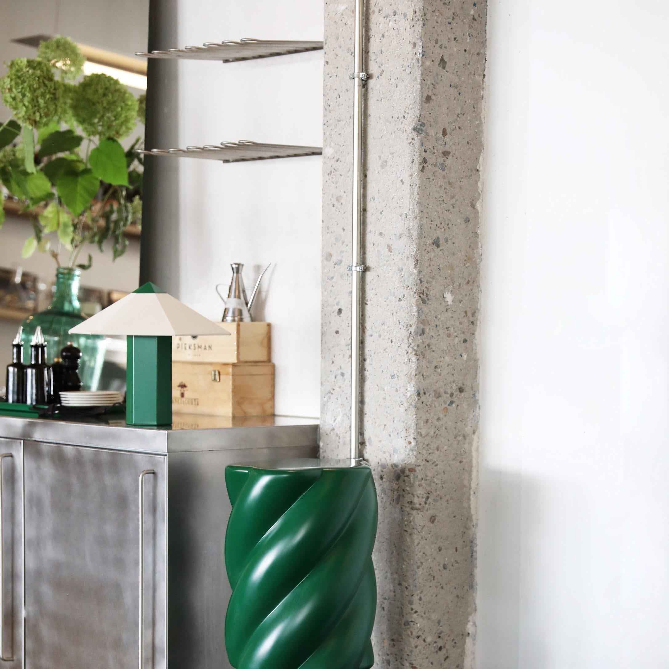 Tafellamp PHIRA groen met linnen kap