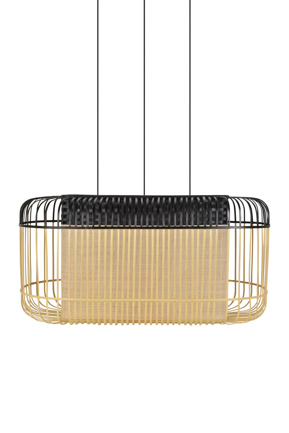 Ovale hanglamp BAMBOO zwart