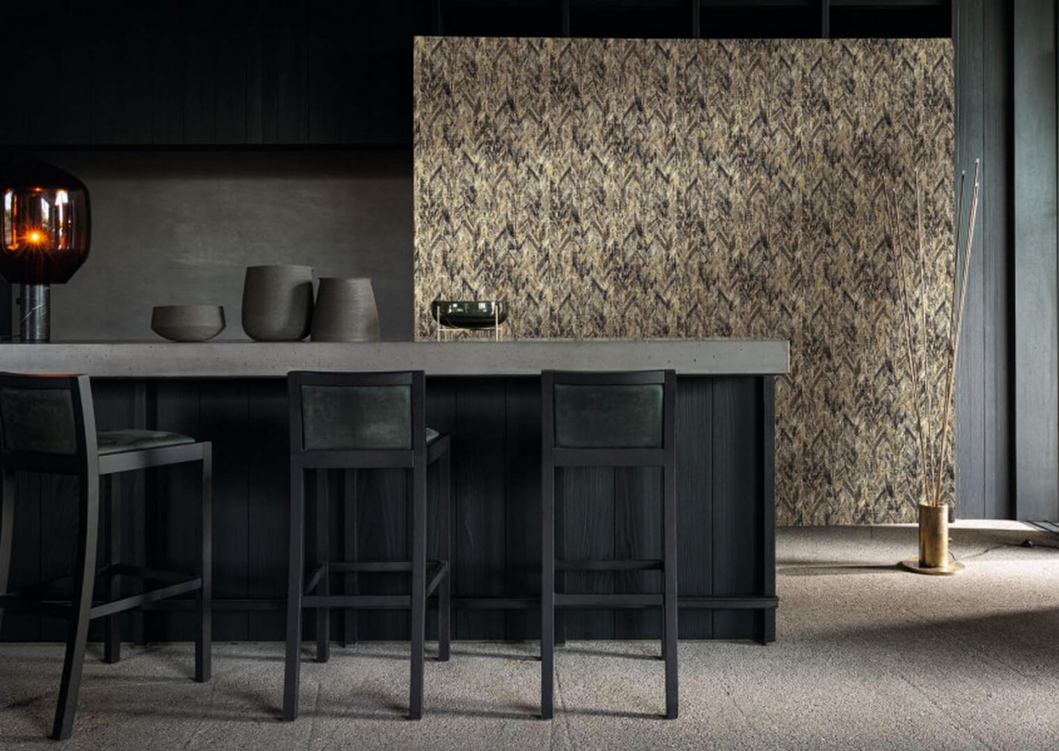 Textile structural jacquard wallpaper with abstract pattern ARAPAHO - SABLE ENCRE brown with beige