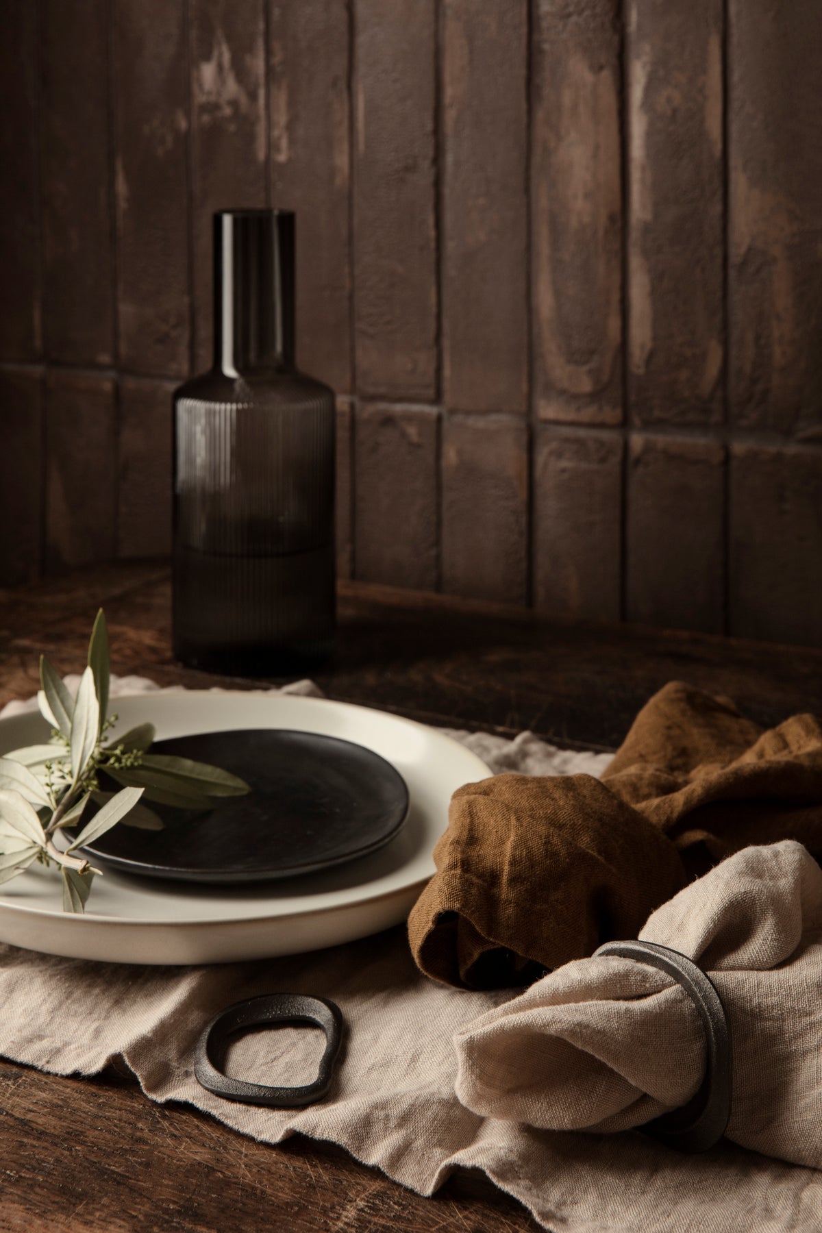 Set van LINEN servetten zandkleurig