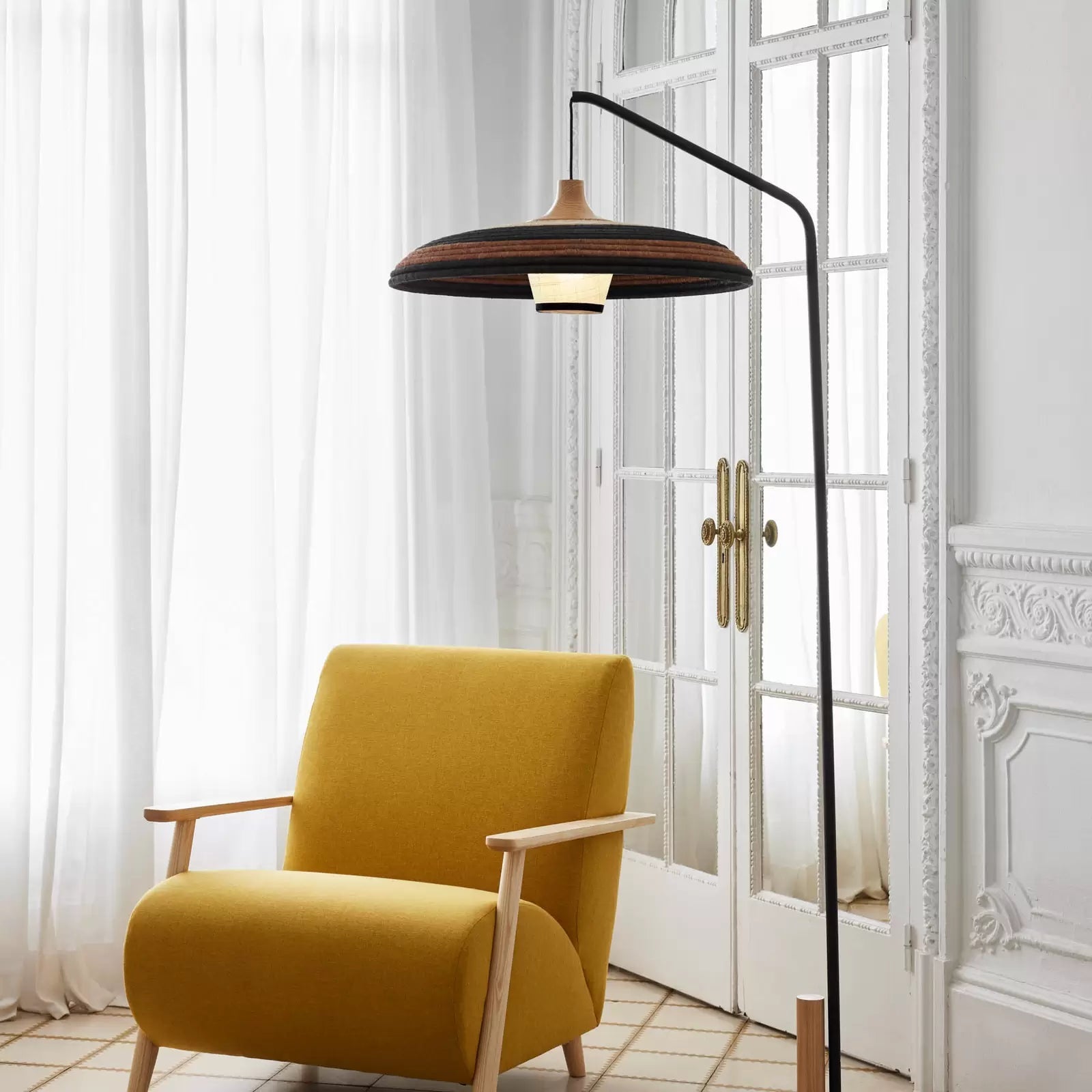 Lampa podłogowa GRASS brązowy – drewno