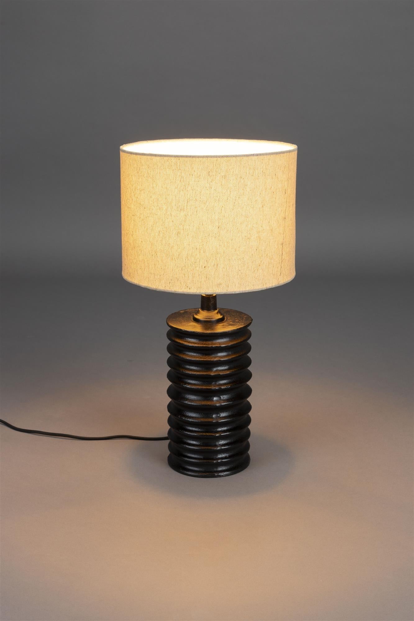 Yalal beige Tischlampe mit einer schwarzen Basis