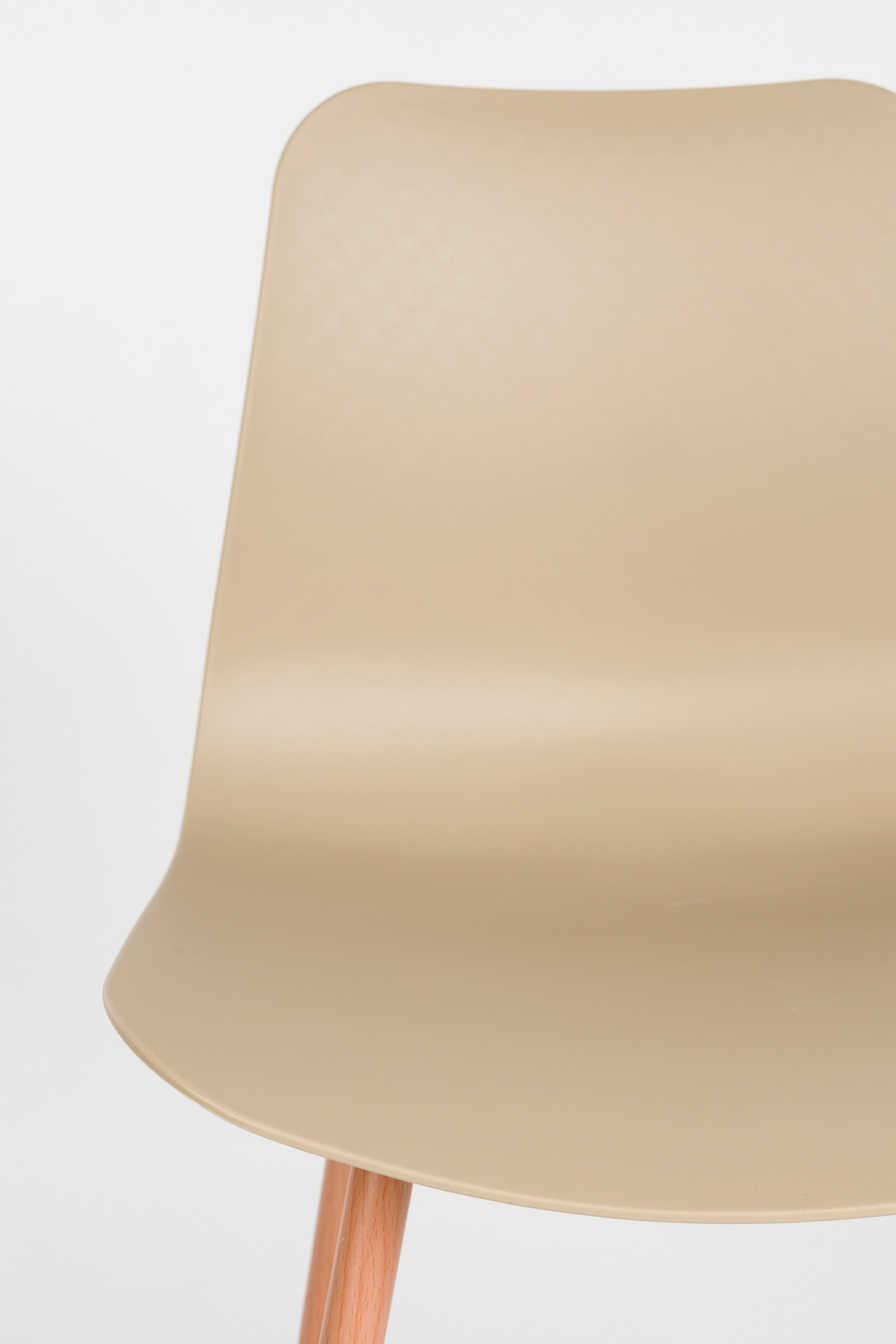 Stuhl LEON beige mit Holzgestell