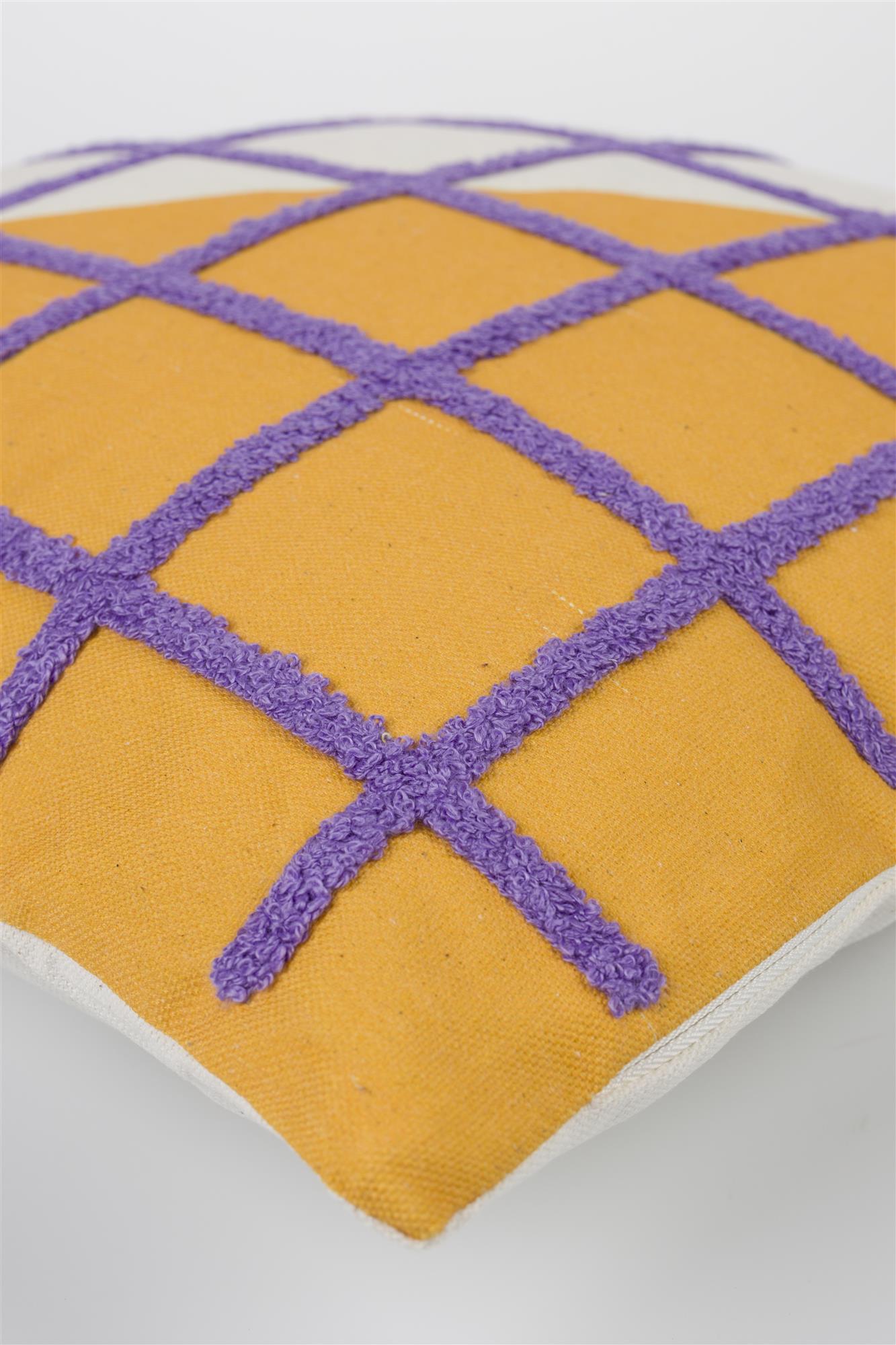 Poduszka SOTA pomarańczowy z fioletową kratką