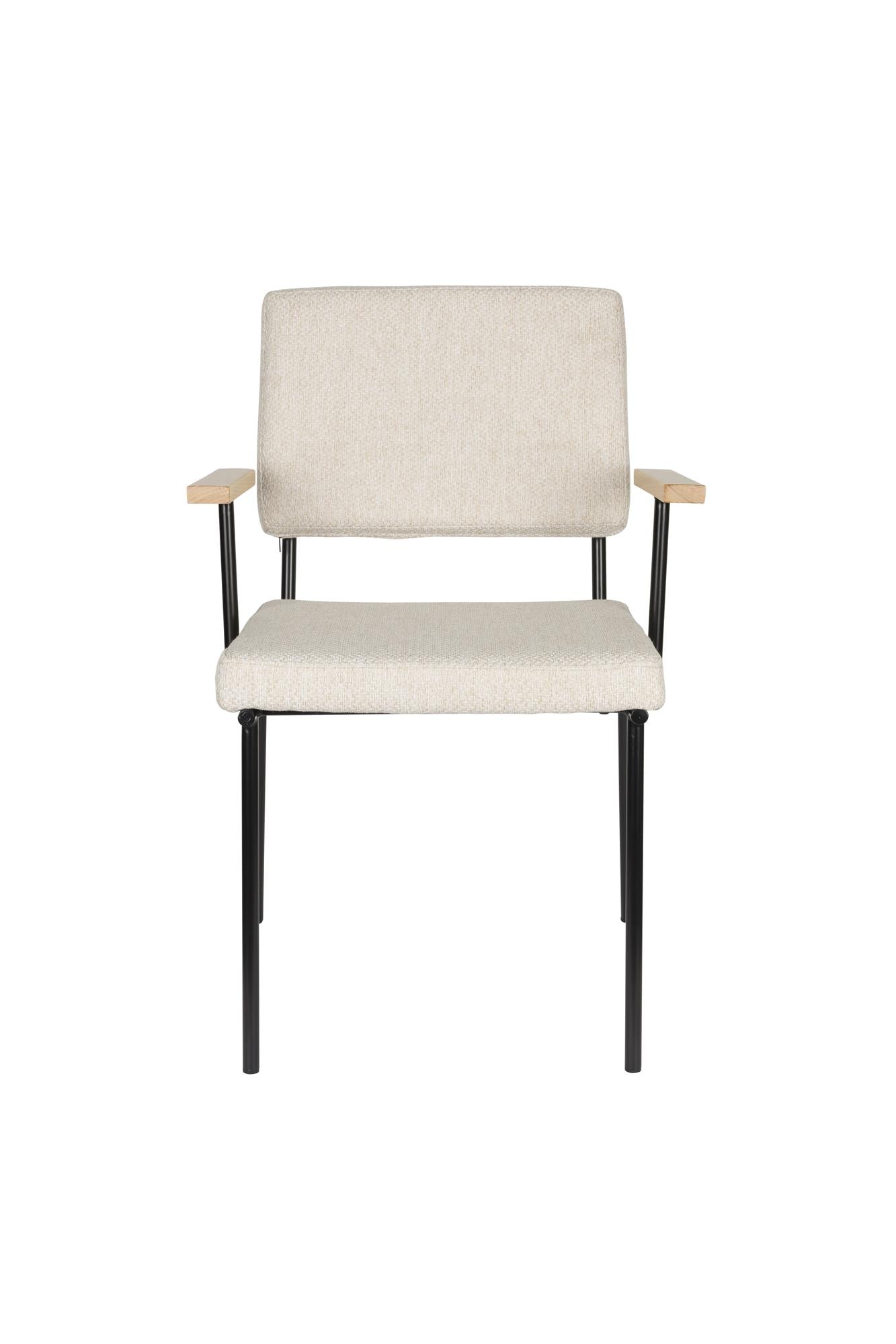 FELLOW fauteuil met armleuningen beige met zwarte basis