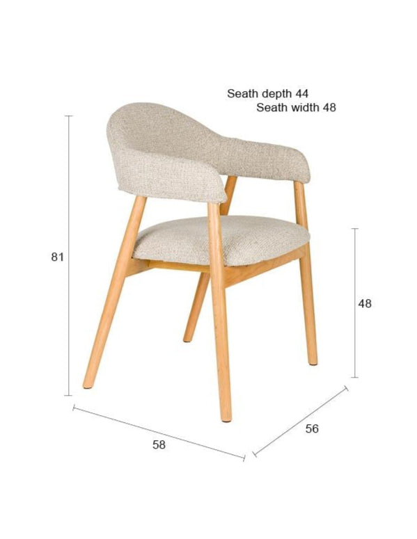 Stoel INDY lichtbruin met houten basis
