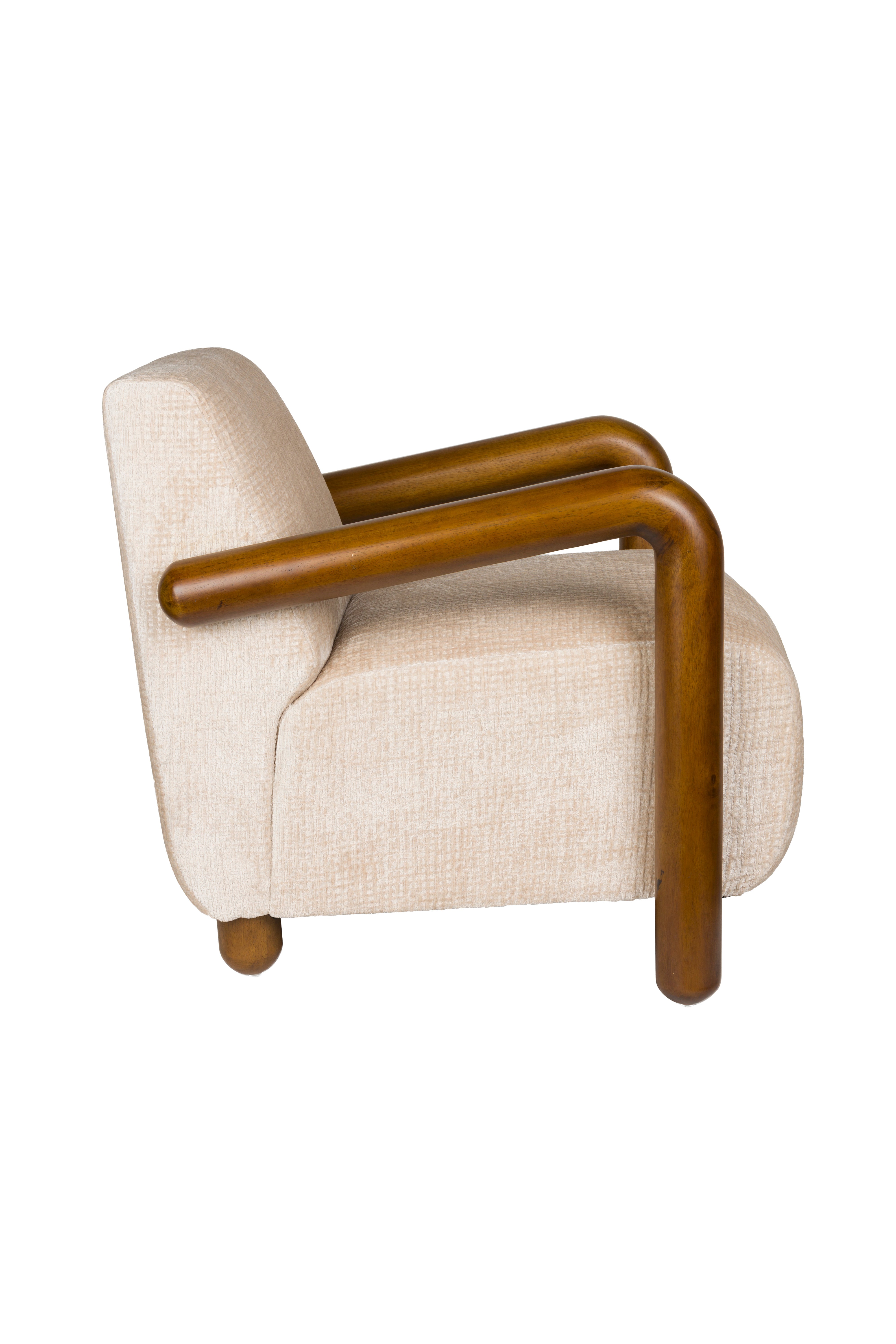 Beige fauteuil ROBINSON met houten basis