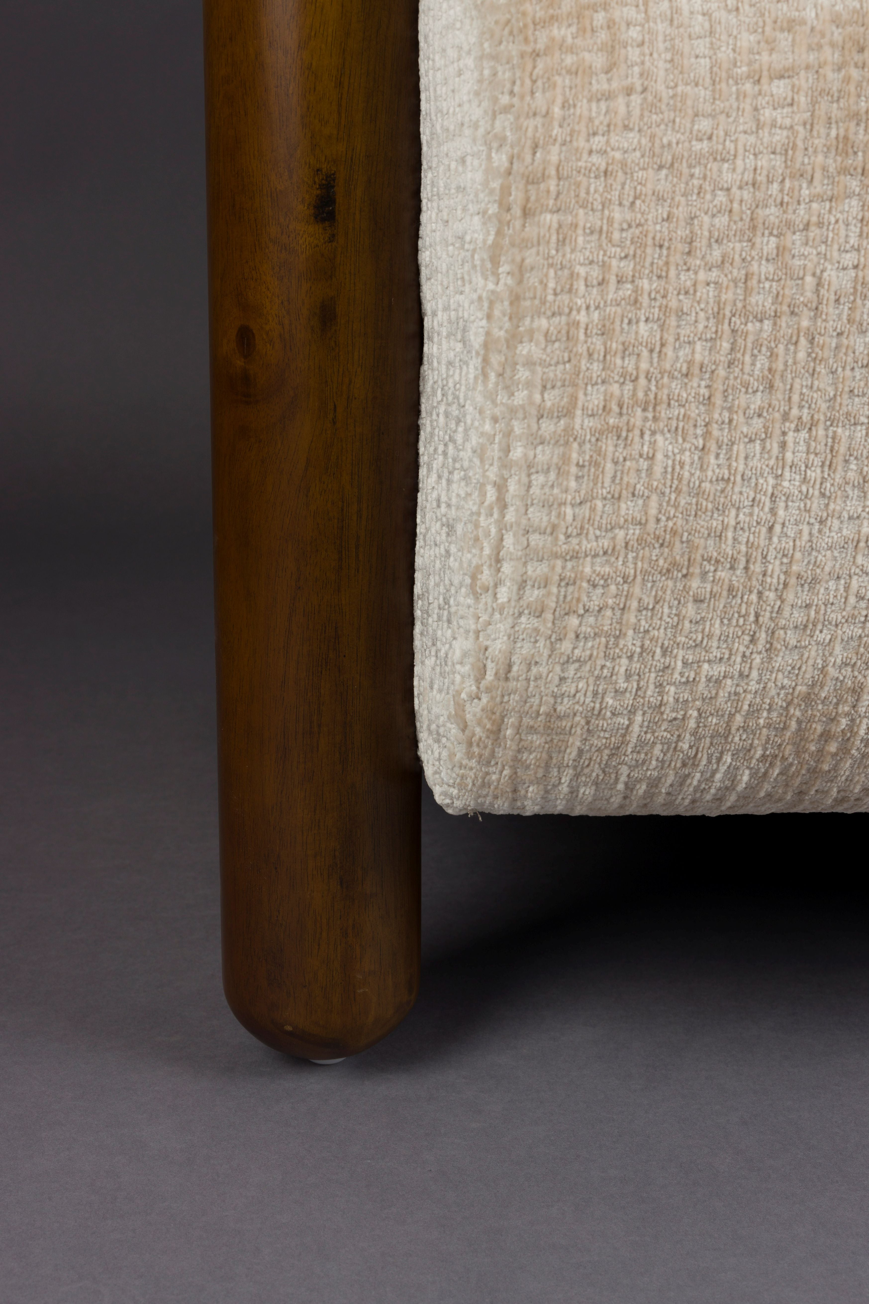 Beige fauteuil ROBINSON met houten basis