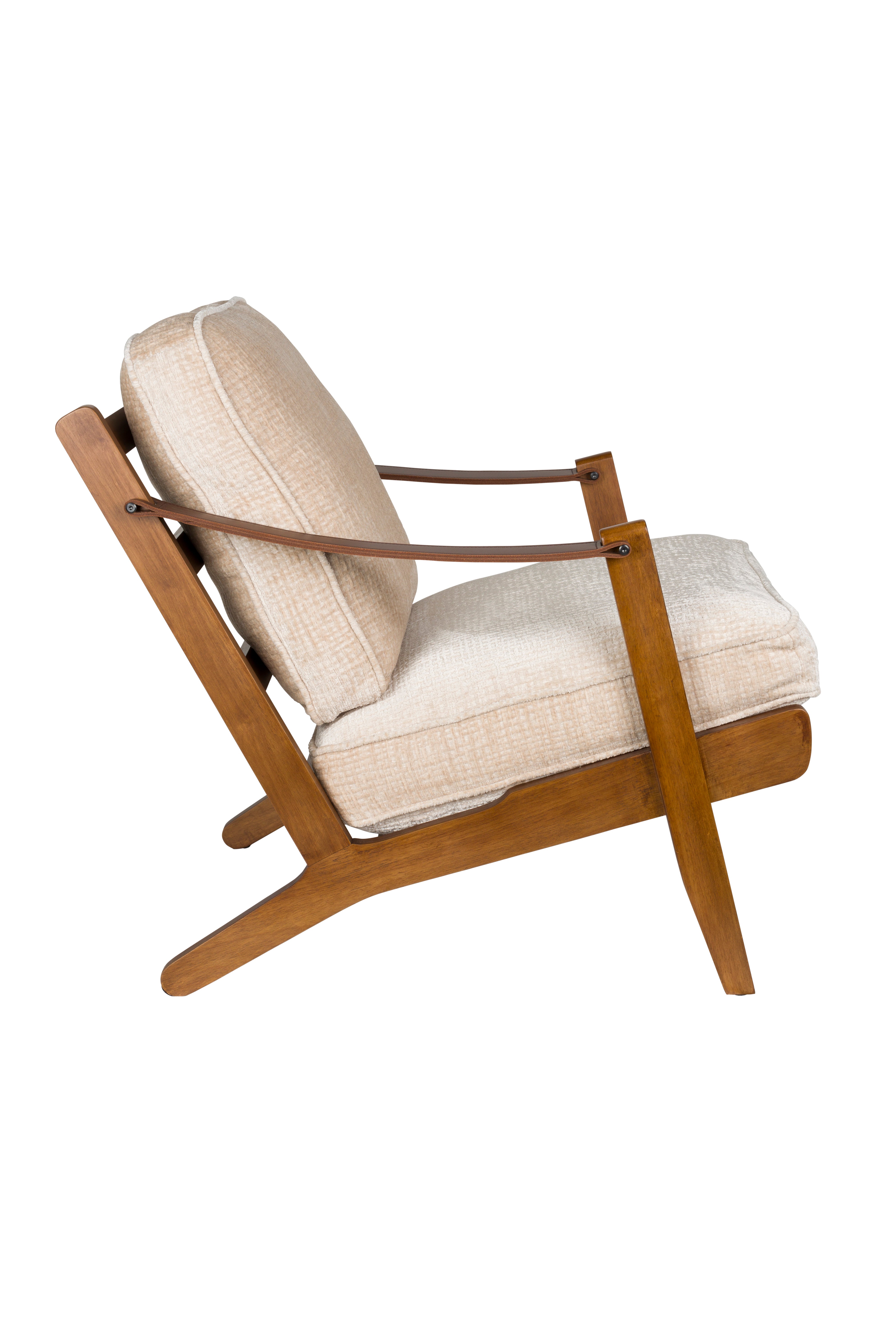 Beige fauteuil WASHINGTON met houten basis