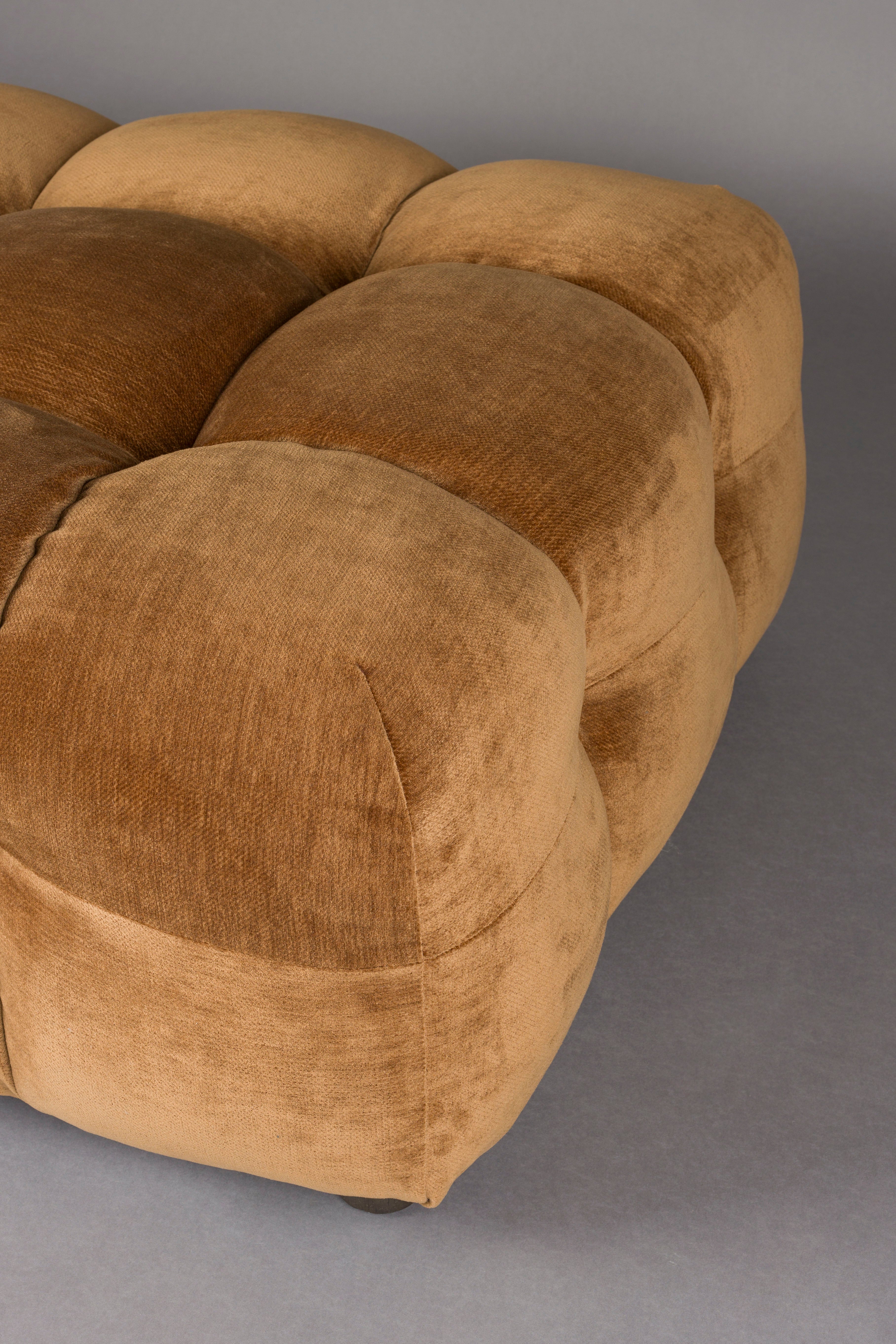 HACKMAN Pouf aus cognacfarbenem Velours