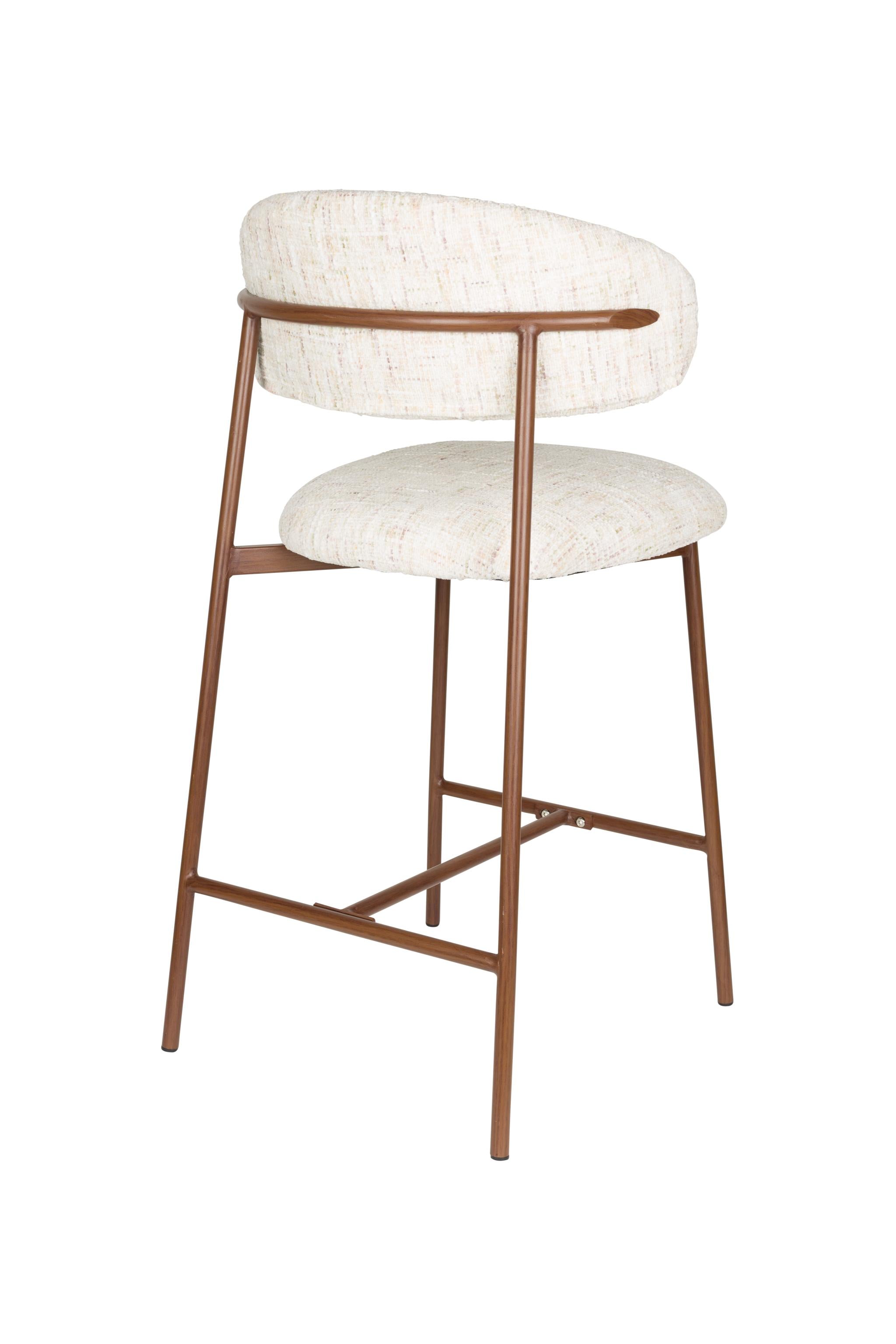 CLAES Bar Stool Light Beige Mélange with Brown Base