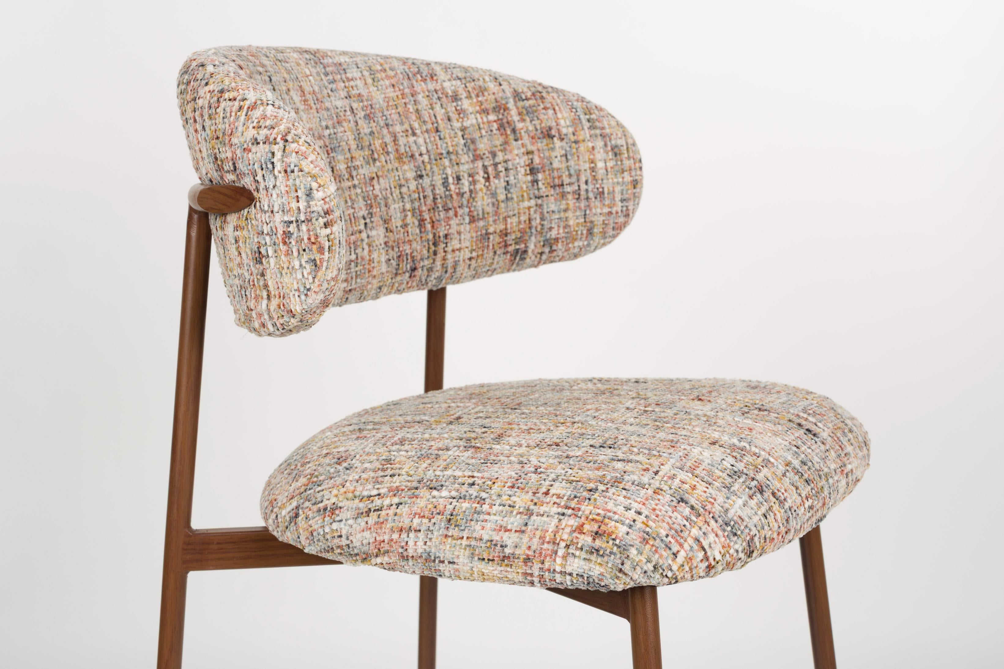 Barstuhl CLAES beige Melange mit braunem Gestell