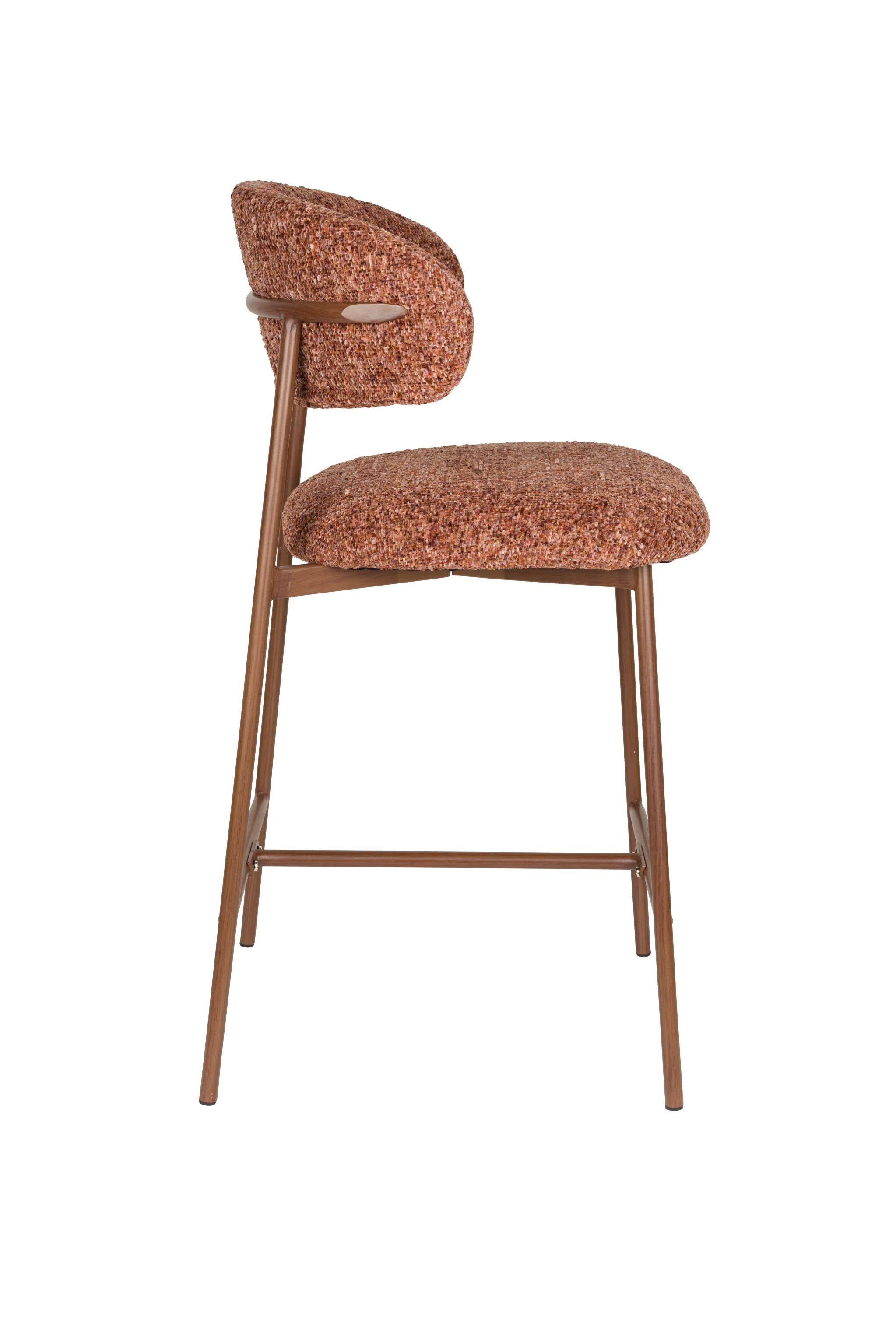 CLAES Bar Stool Terracotta with Brown Base