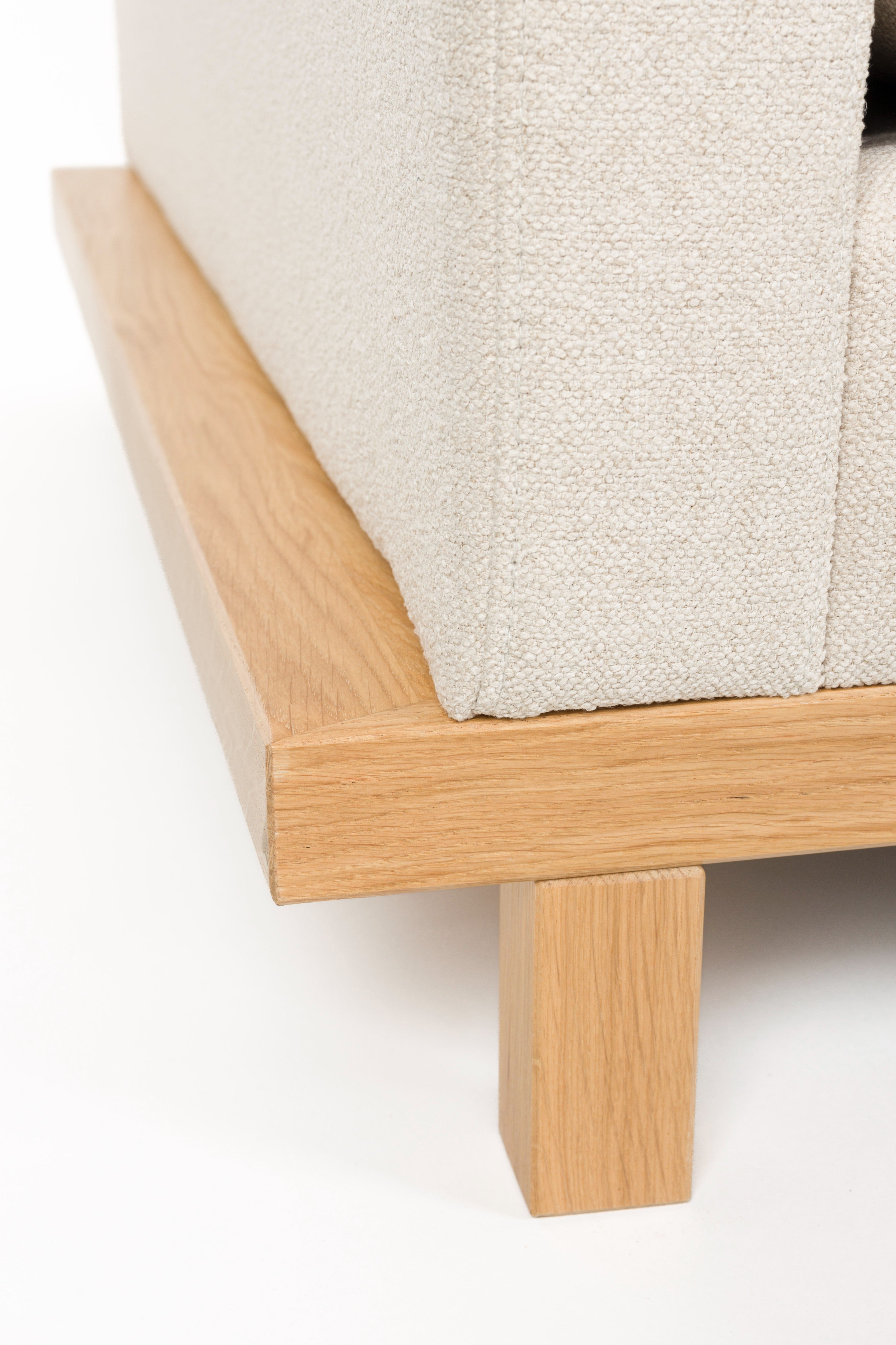 3-seater Sofa BLOSSOM beige with wooden base