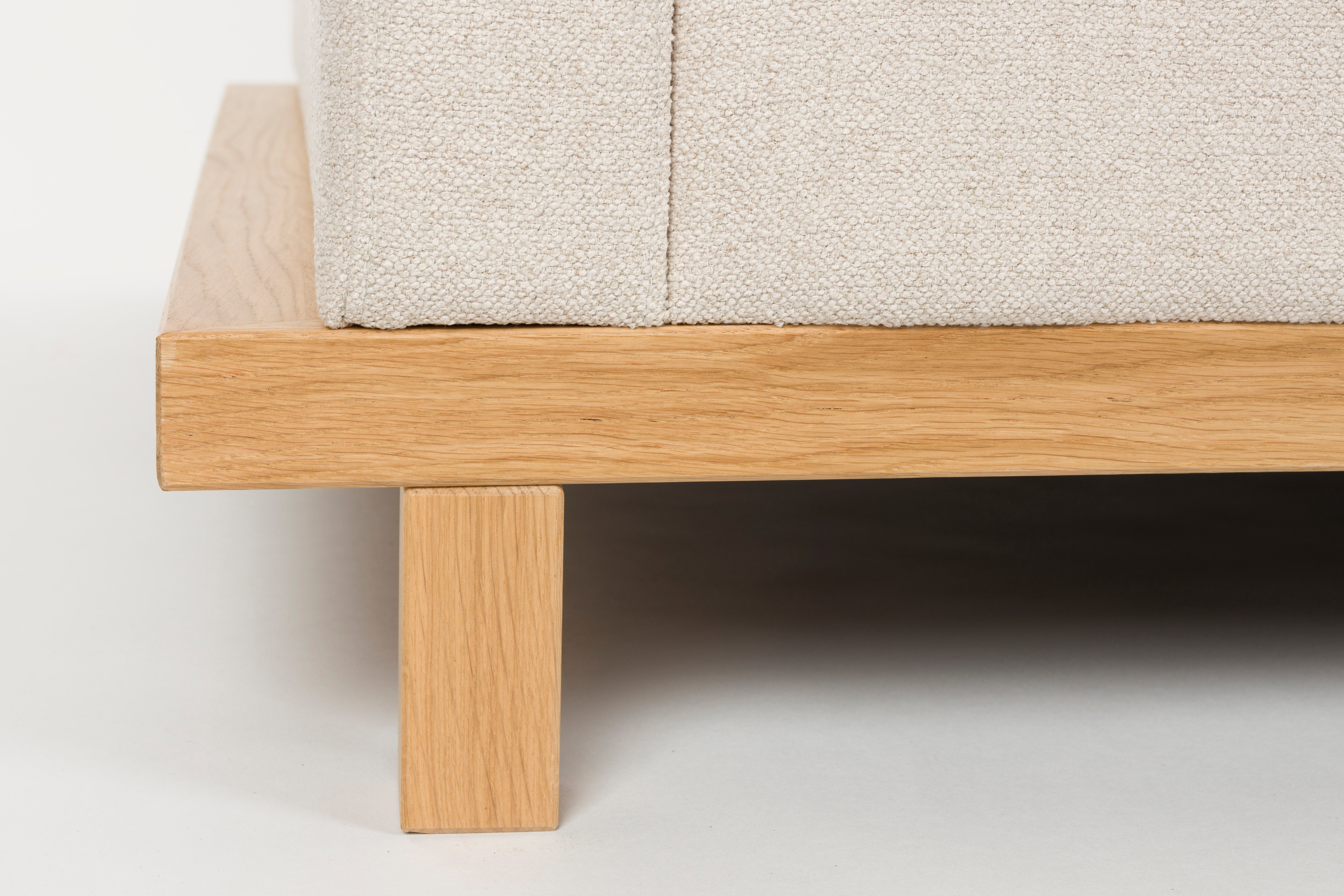 3-seater Sofa BLOSSOM beige with wooden base