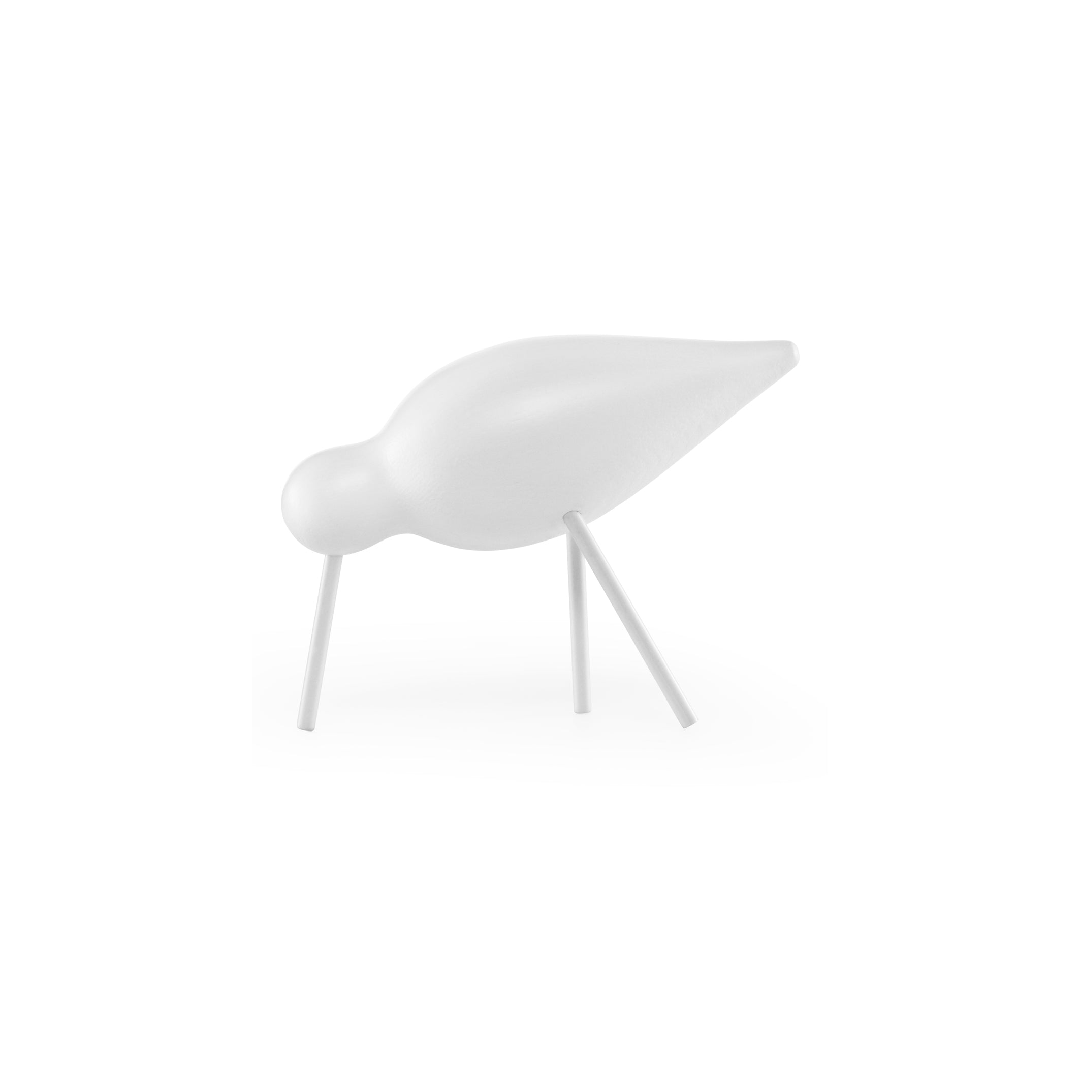 Shorebird white wooden figurine with white legs