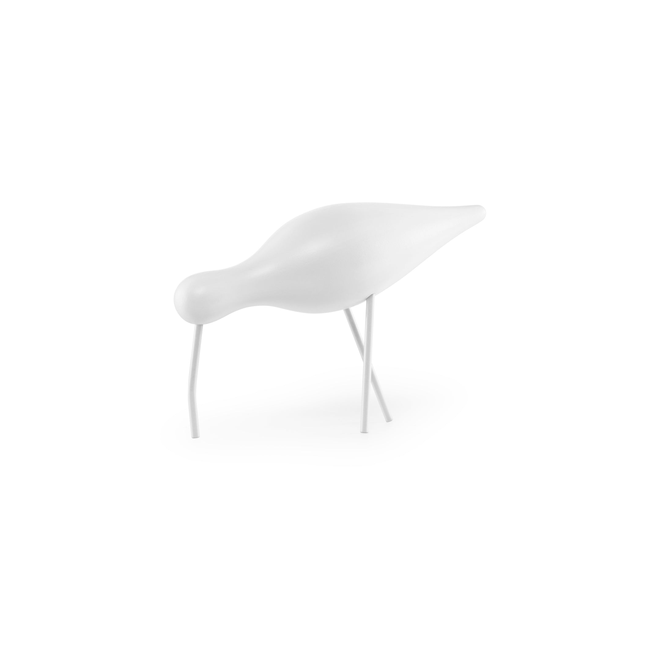 Shorebird white wooden figurine with white legs