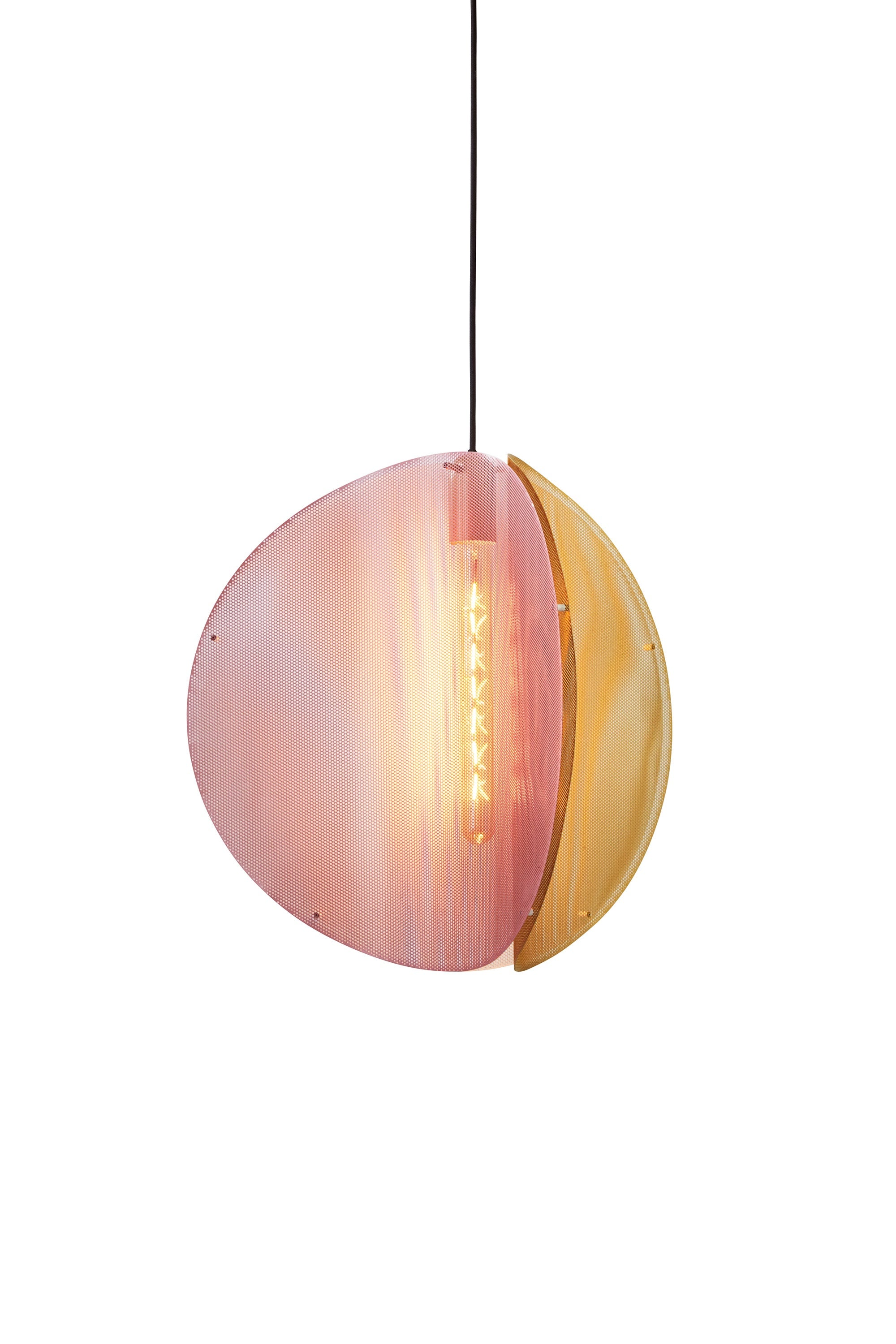 PROXIMA pendant lamp in brass with pink