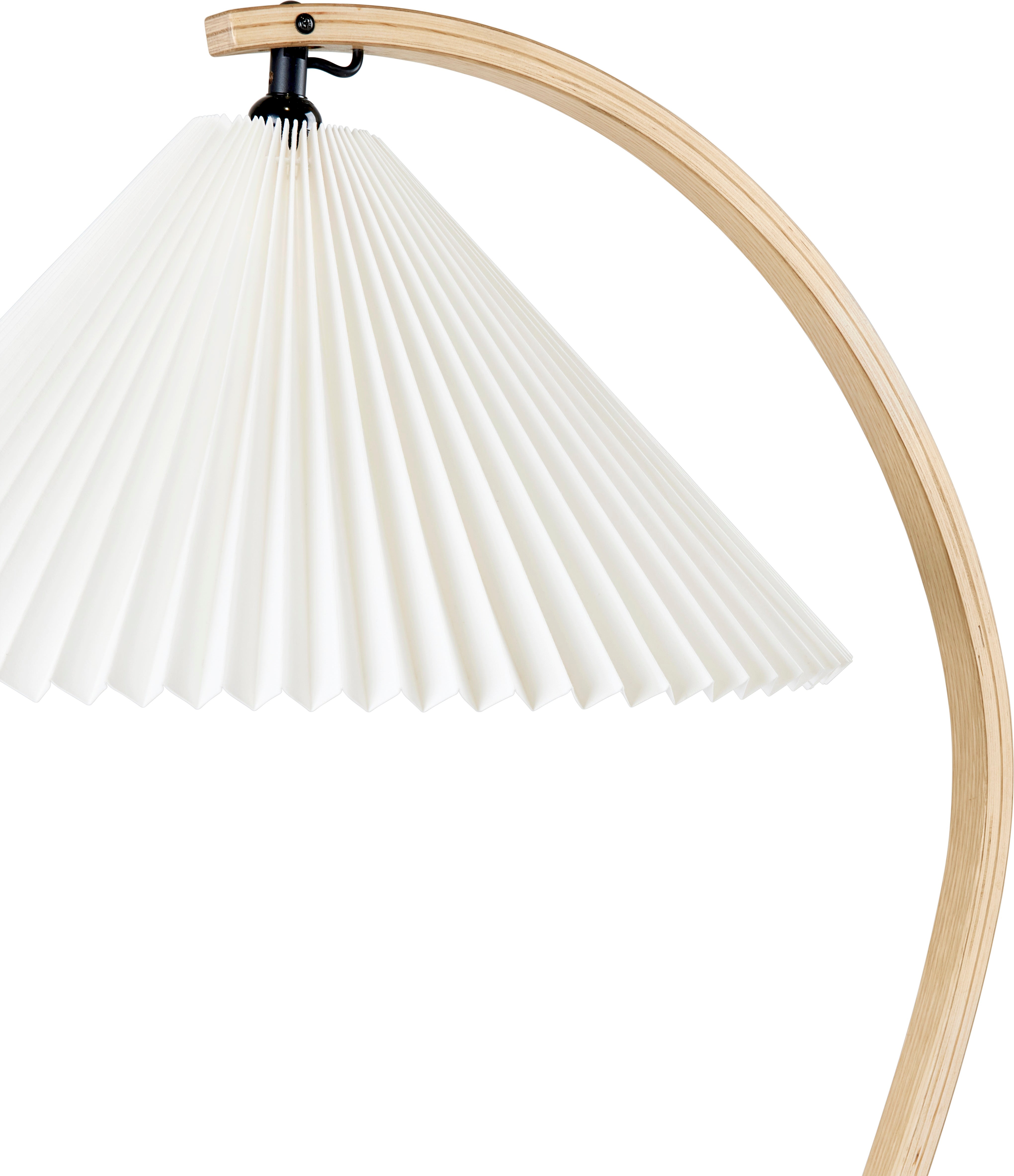 TIMBERLINE oak wood reading floor lamp with white shade