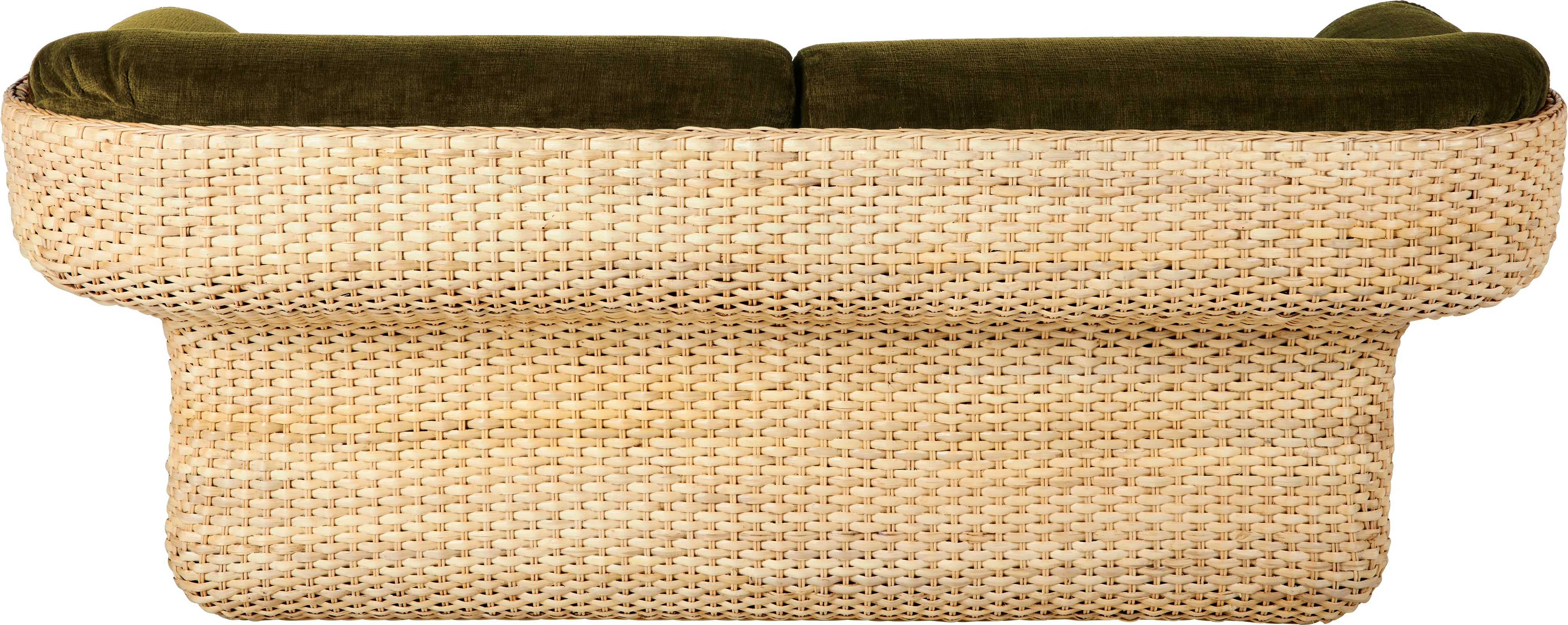 BASKET 2-Sitzer-Sofa grün mit Rattan