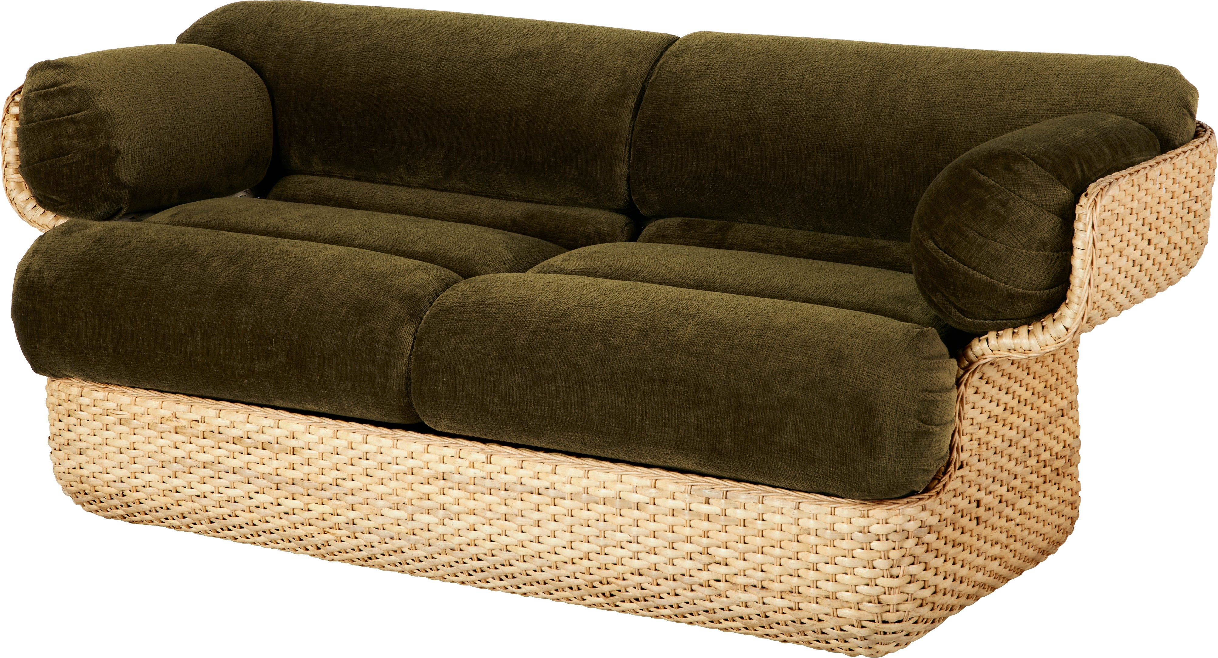BASKET 2-Sitzer-Sofa grün mit Rattan