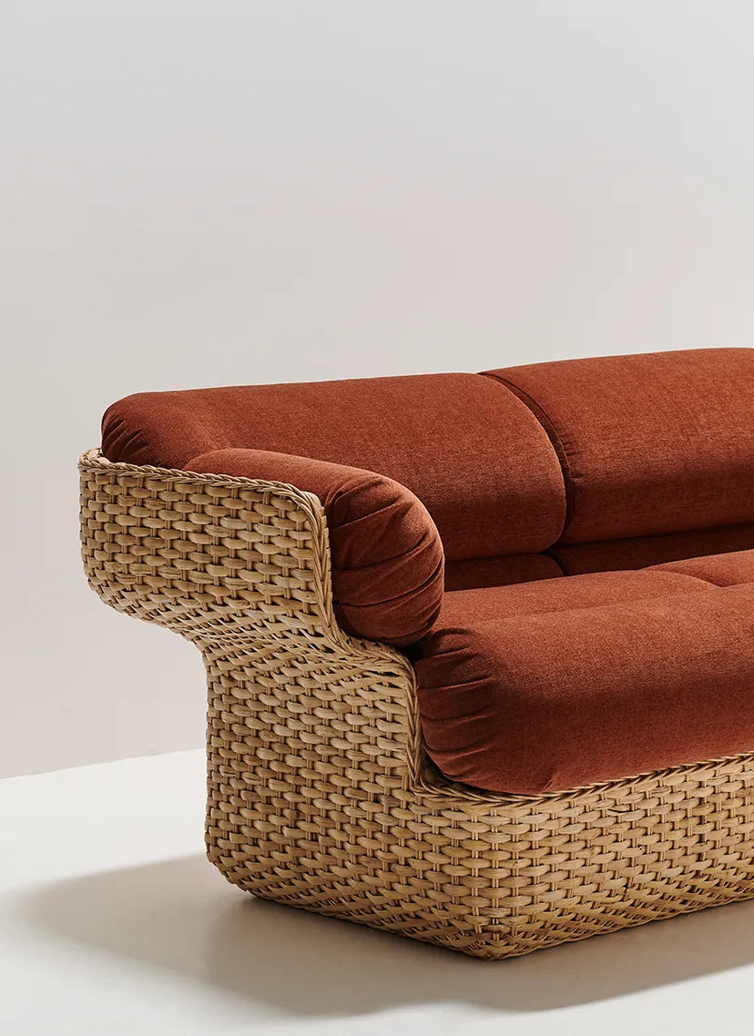 Sofa 2-zits BASKET bordeaux met riet