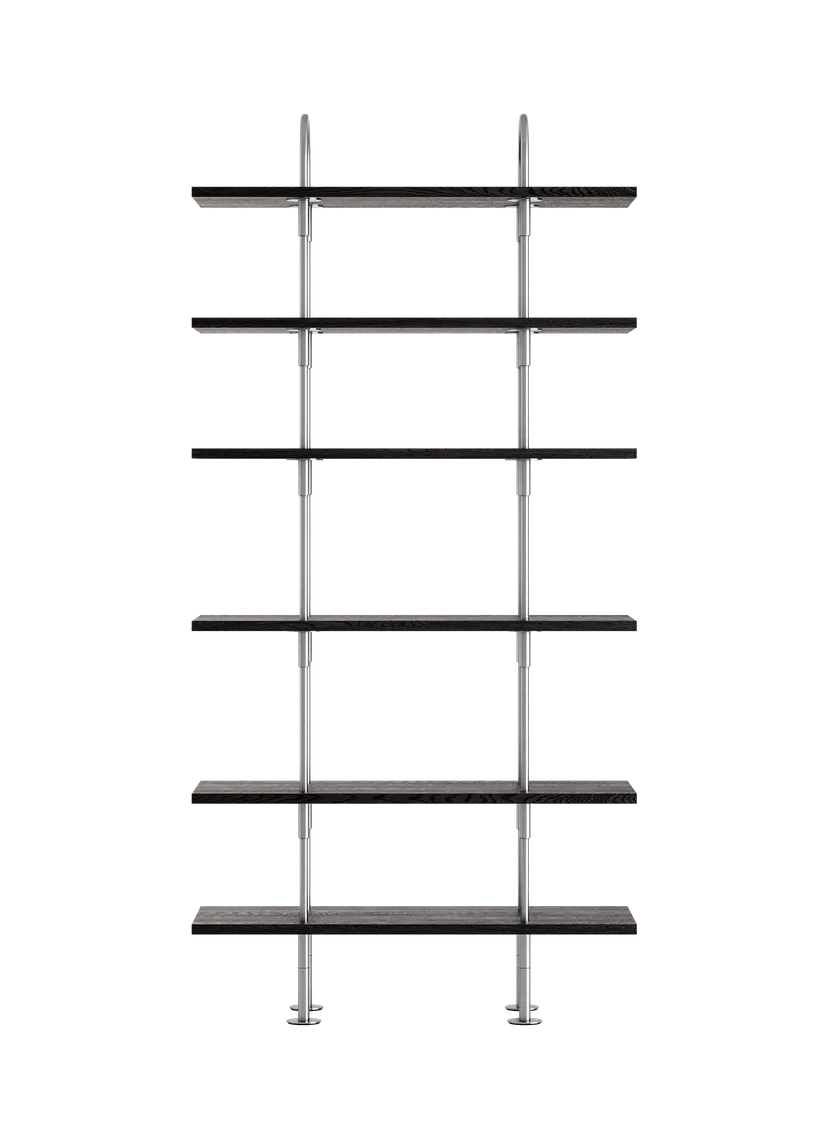 KAST KEEN donker essen hout met satijnen stalen frame