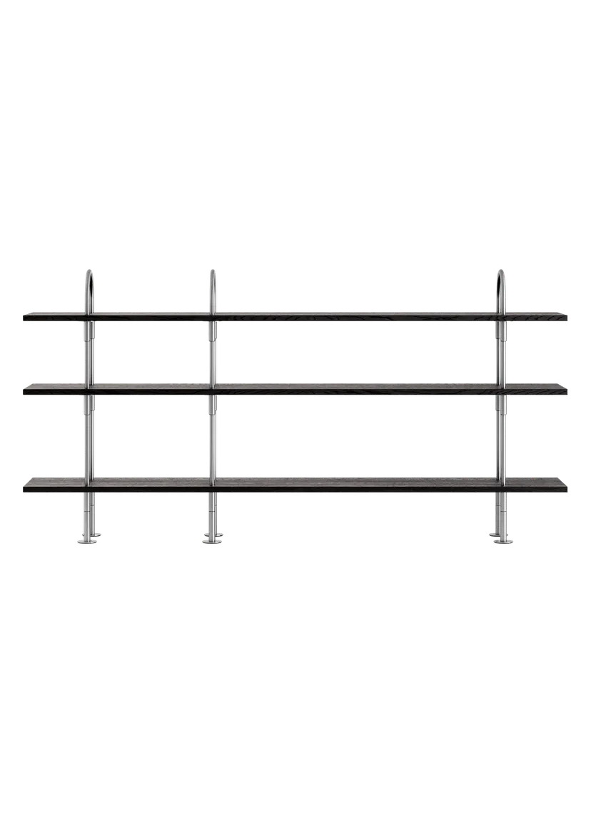 KAST KEEN donker essen hout met satijnen stalen frame