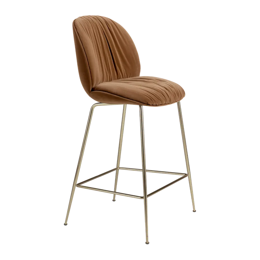 BEETLE SOFT upholstered bar stool with brass base
