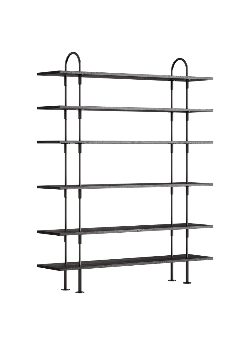 KAST KEEN donker essen hout met zwarte messing frame