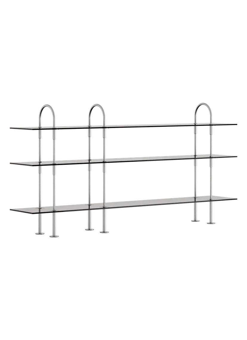 KAST KEEN met rookglas en satijnen stalen frame