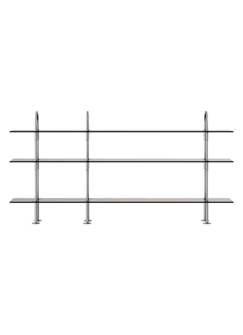 KAST KEEN met rookglas en satijnen stalen frame