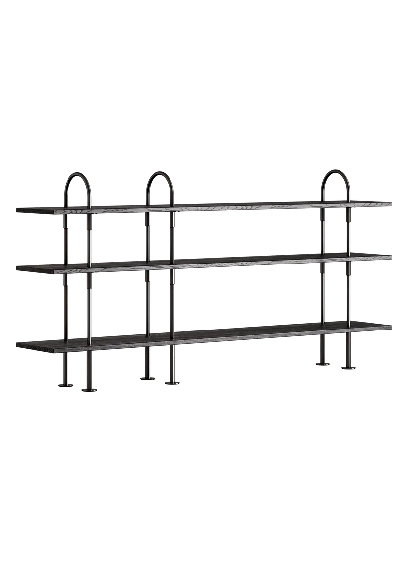 KAST KEEN donker essen hout met zwarte messing frame