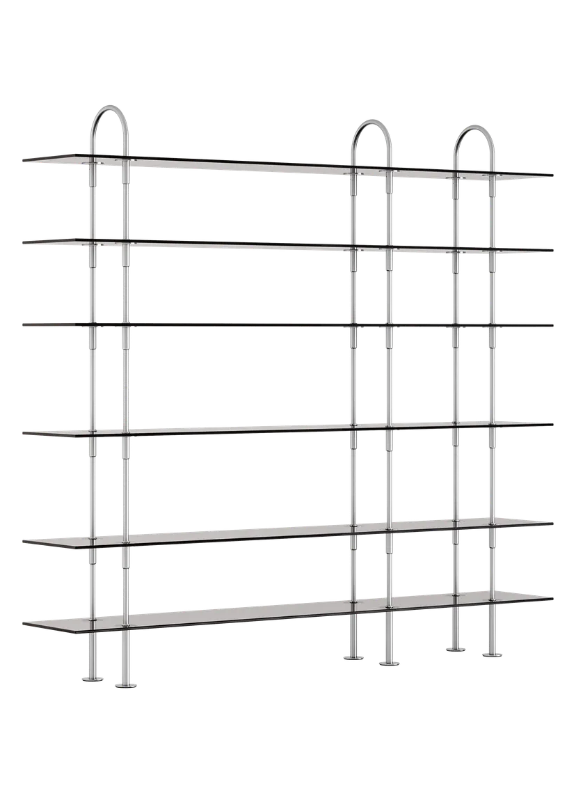 KAST KEEN met rookglas en satijnen stalen frame