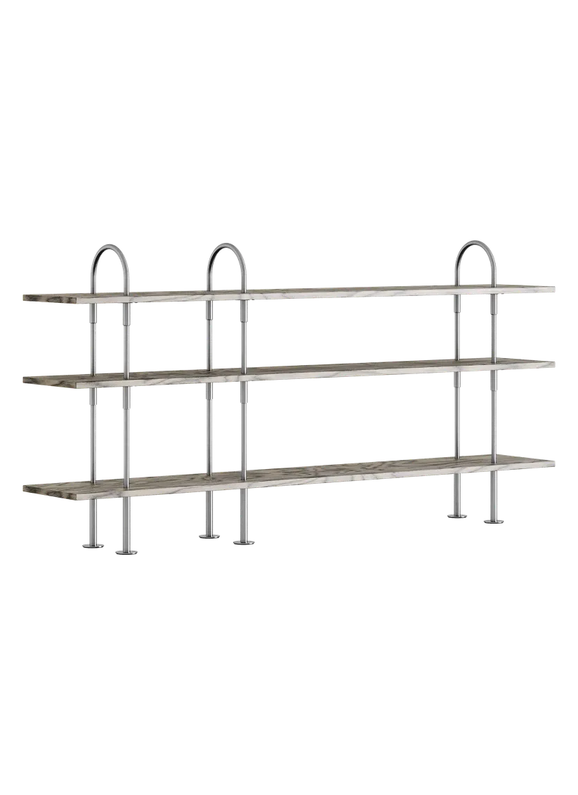 KEEN Shelf gray wood with satin steel frame