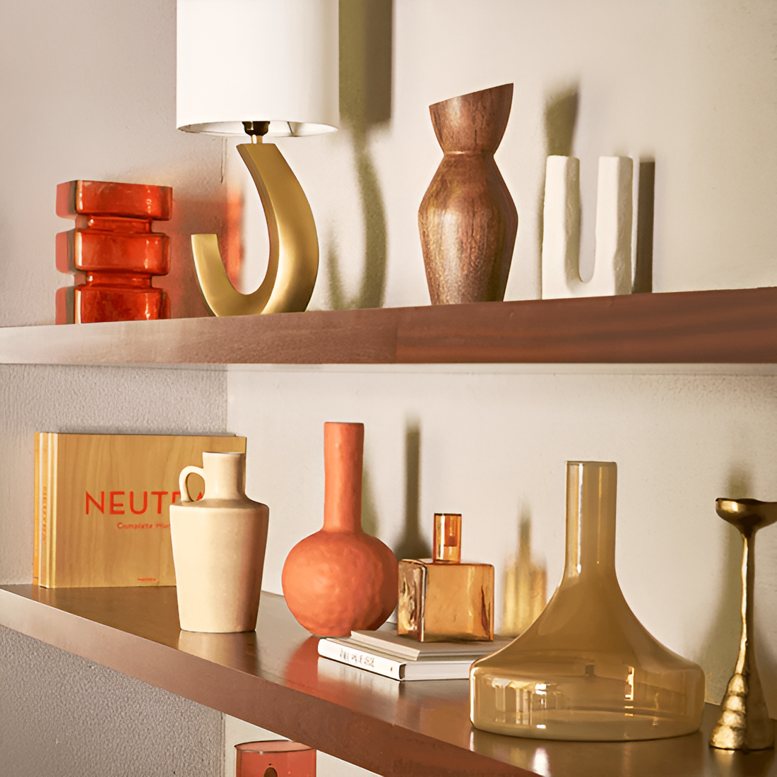 ELENA Tischleuchte Goldfuß mit Baumwollschirm