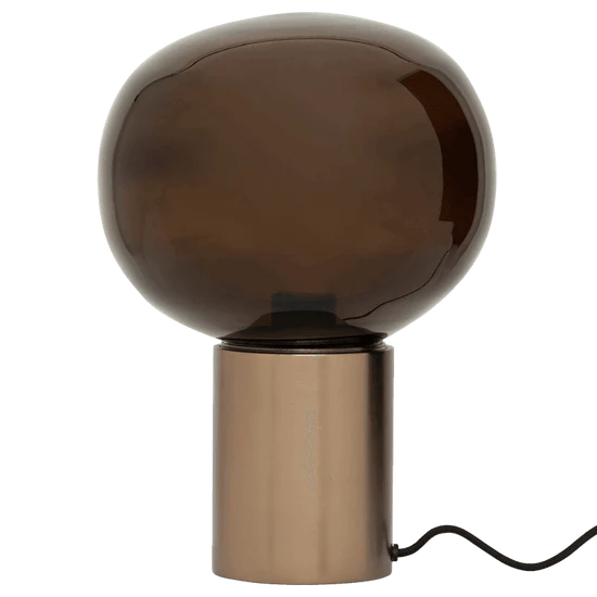 Tafellamp BRUN bruin glas met gouden voet