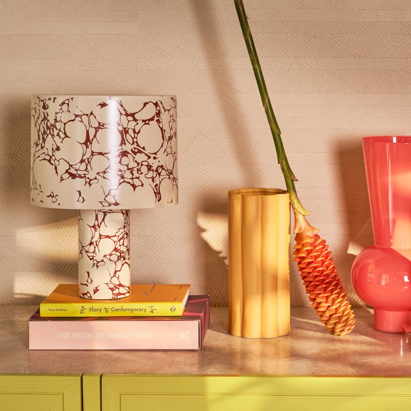 Fluido table lamp cream-brown ceramics