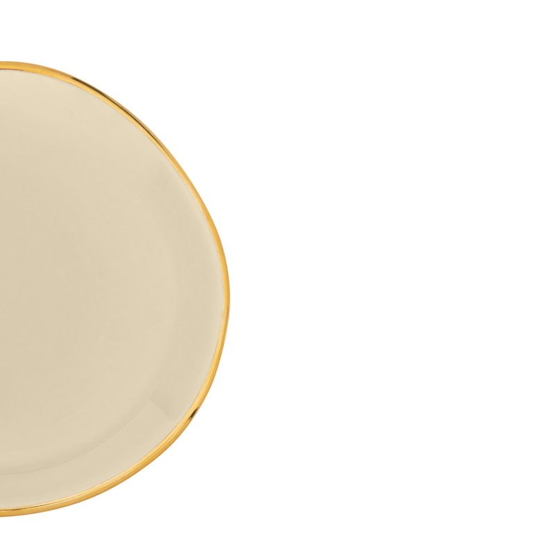 Teller GOOD MORNING cremefarben mit goldener Veredelung