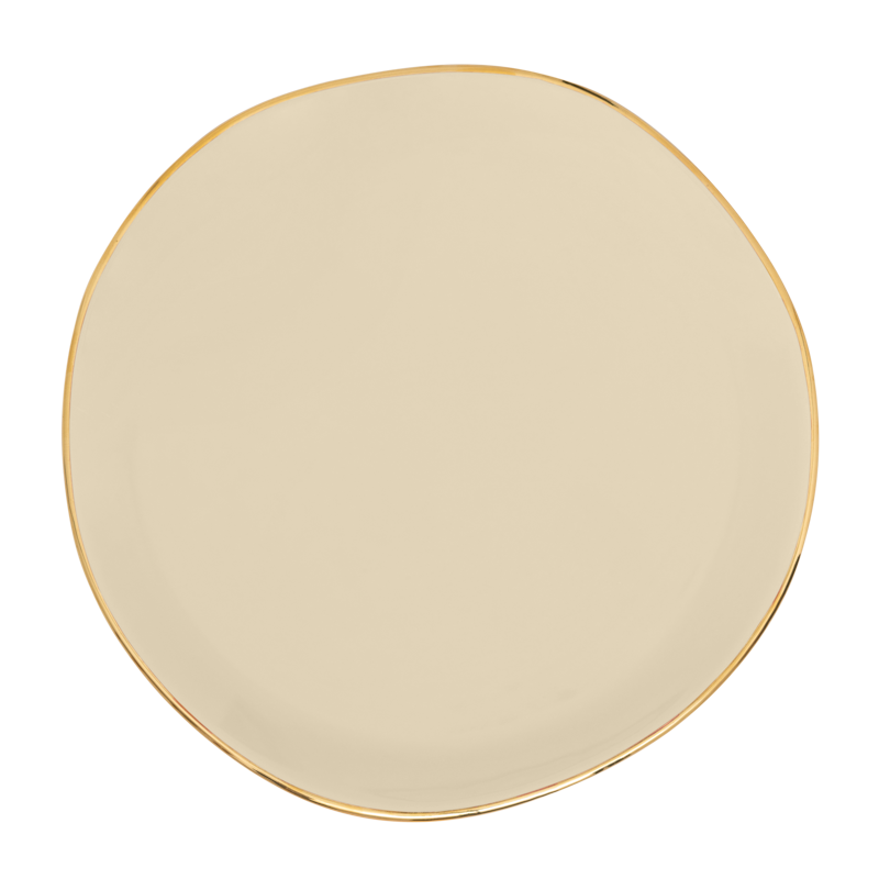 Teller GOOD MORNING cremefarben mit goldener Veredelung