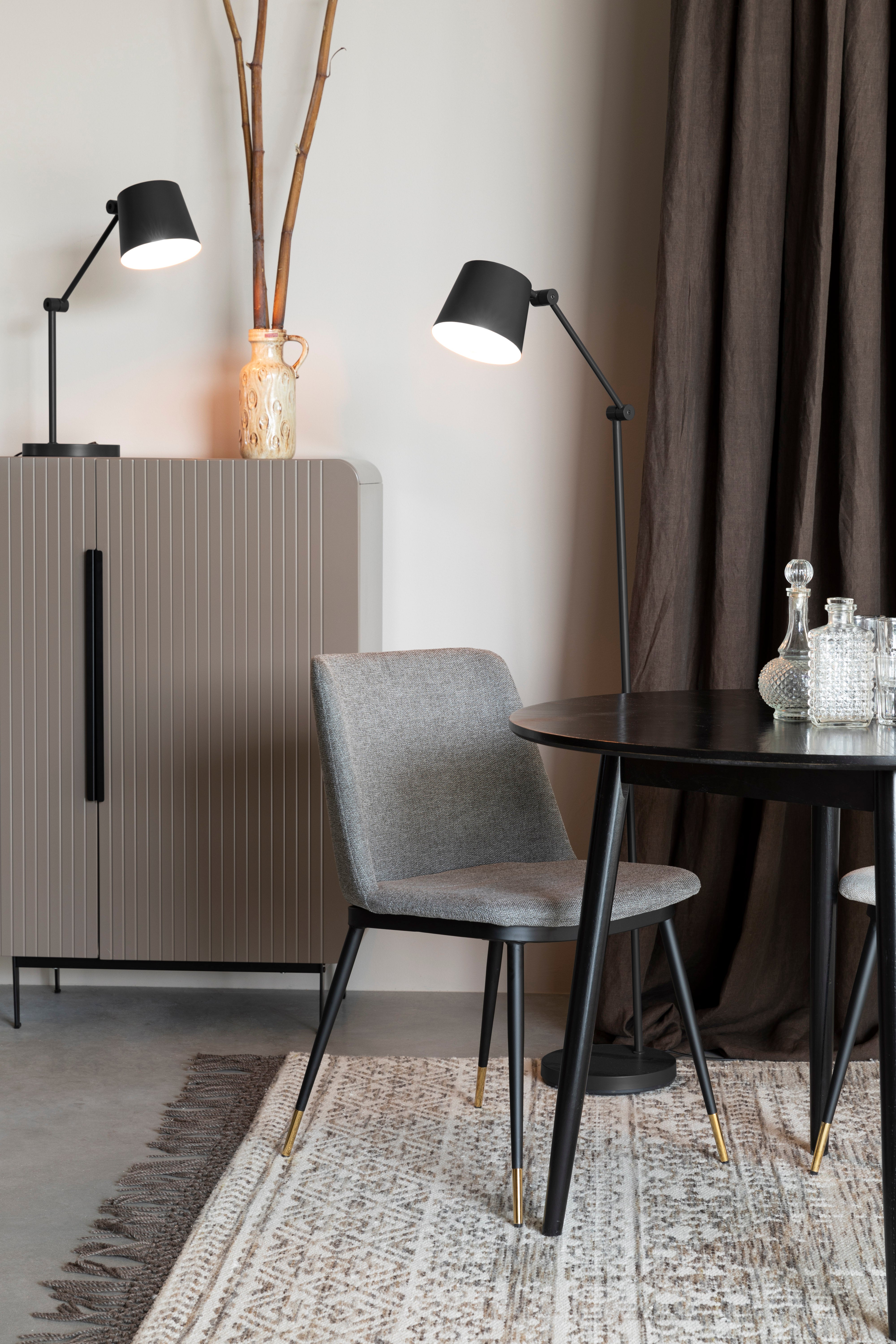 Krzesło LIONEL jasnoszary z czarną podstawą do jadalni – styl minimalistyczny