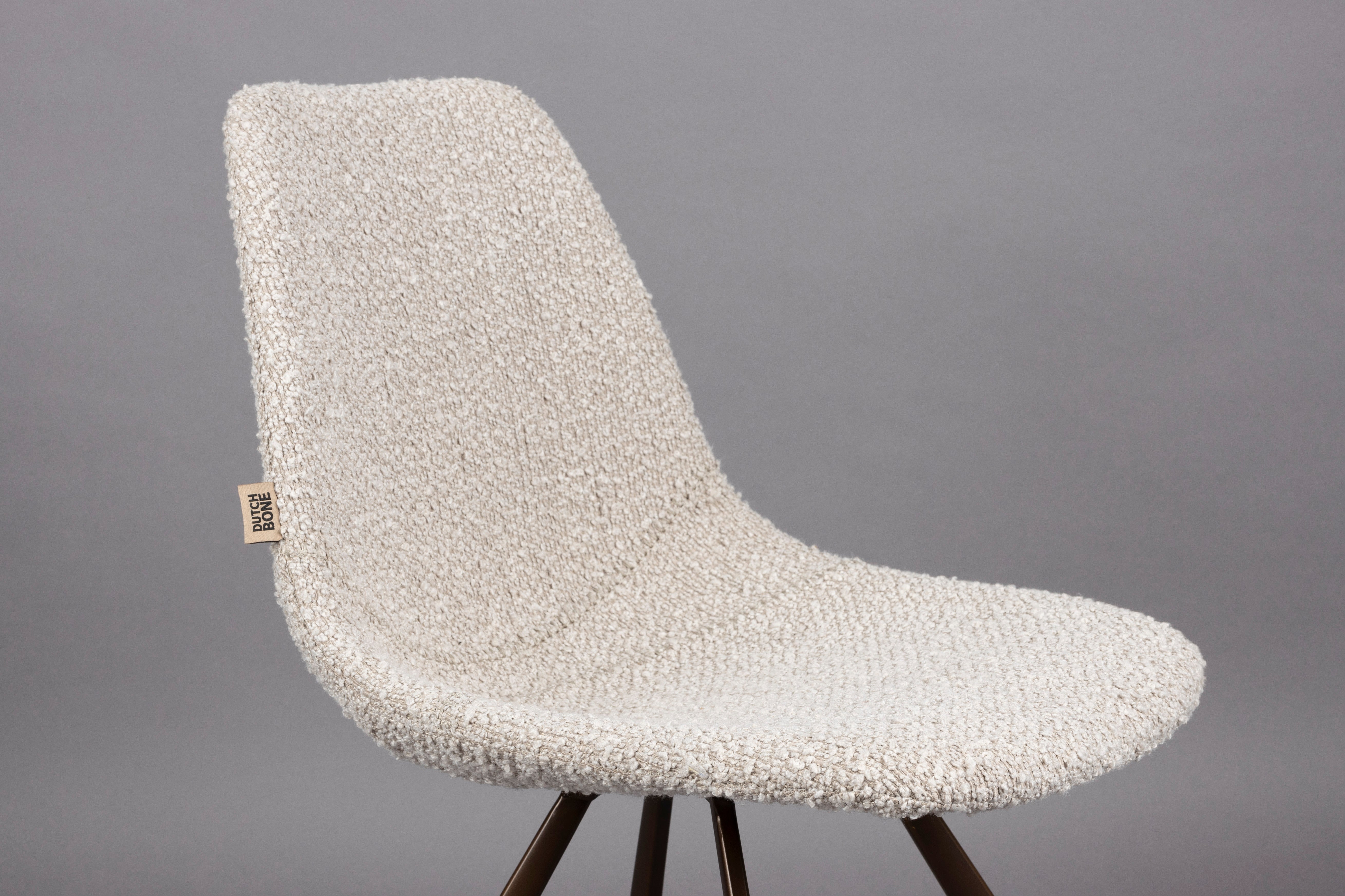 FRANKY chair in gray-beige with a brown base